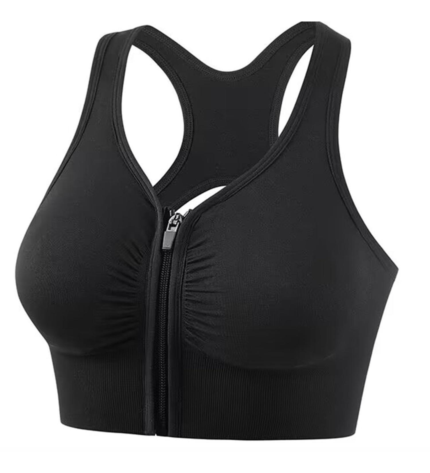 XWSM Women's Sport Bras with Zipper | Wirefree Adjustable Yoga & Workout Top - Full Support Daily Leisure Small Black - Buy Online on GoSupps.com
