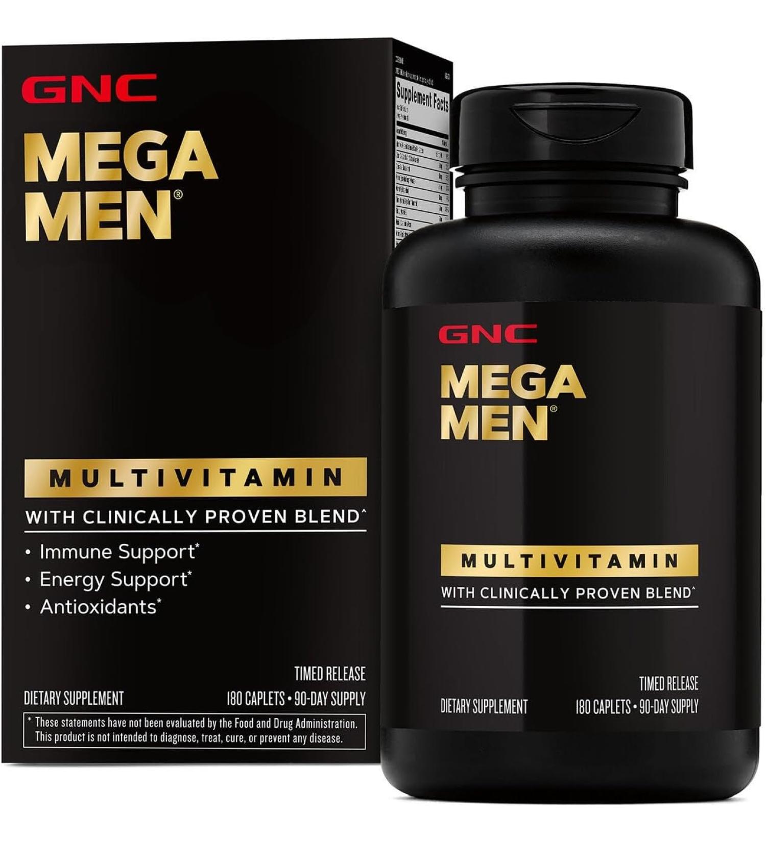 GNC Mega Men Multivitamin 180ct | Antioxidants for Heart Health & Immune Support - Buy Online on GoSupps.com
