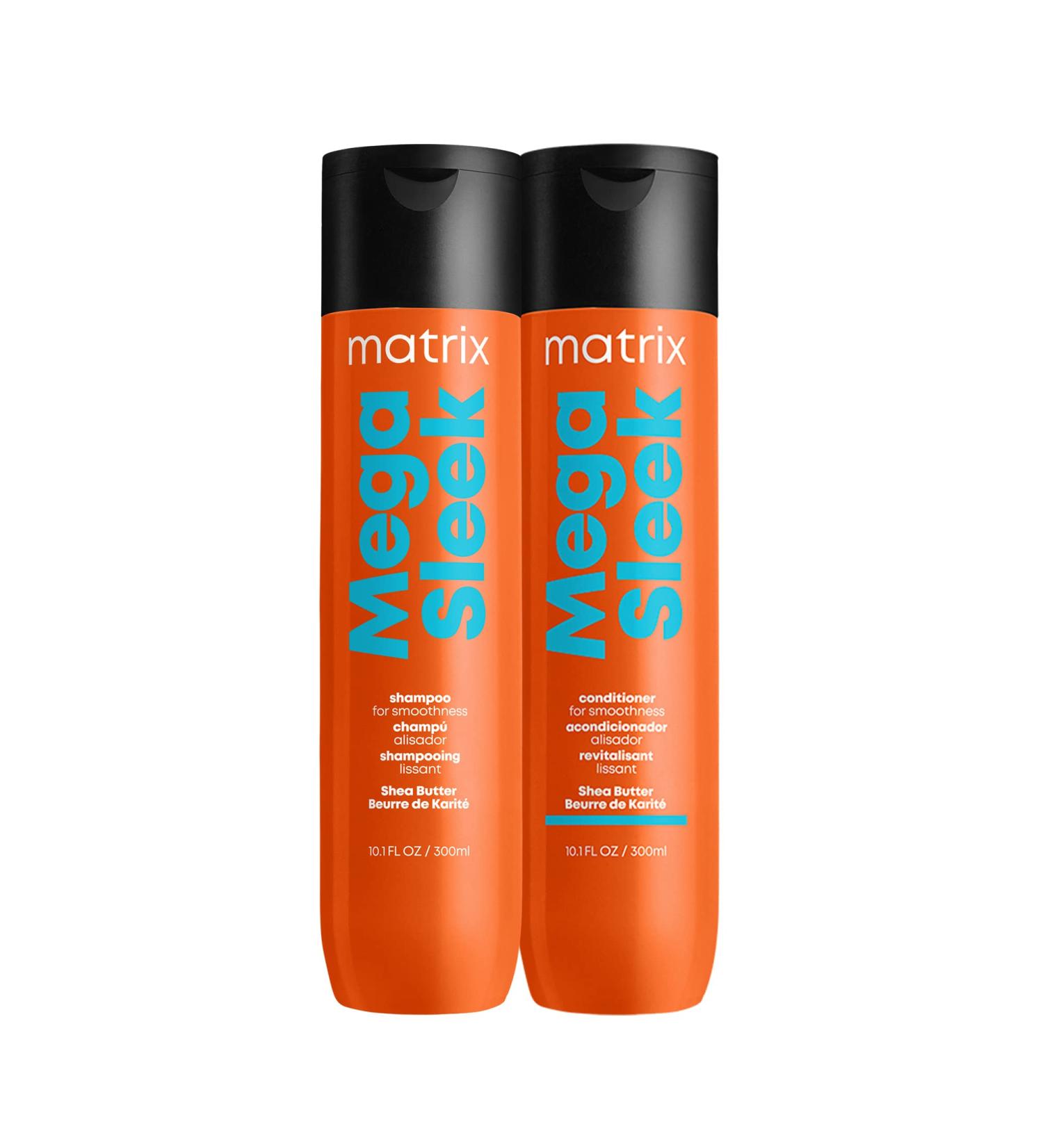 Matrix Mega Sleek Shampoo and Conditioner Set - Controls Frizz, Smooth & Shiny Hair - Shea Butter - Dry, Damaged Hair - 10.1 Fl Oz - Buy Online on GoSupps.com