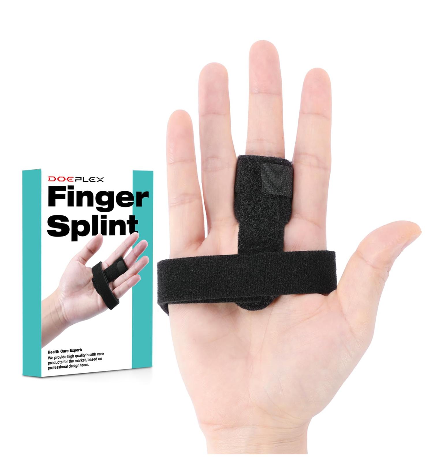 Trigger Finger Splint - Support Brace for Pain Relief Alleviating Locked & Bent Fingers Tendonitis & Stiffness - Adjustable Knuckle Wrap - Black - Buy Online on GoSupps.com