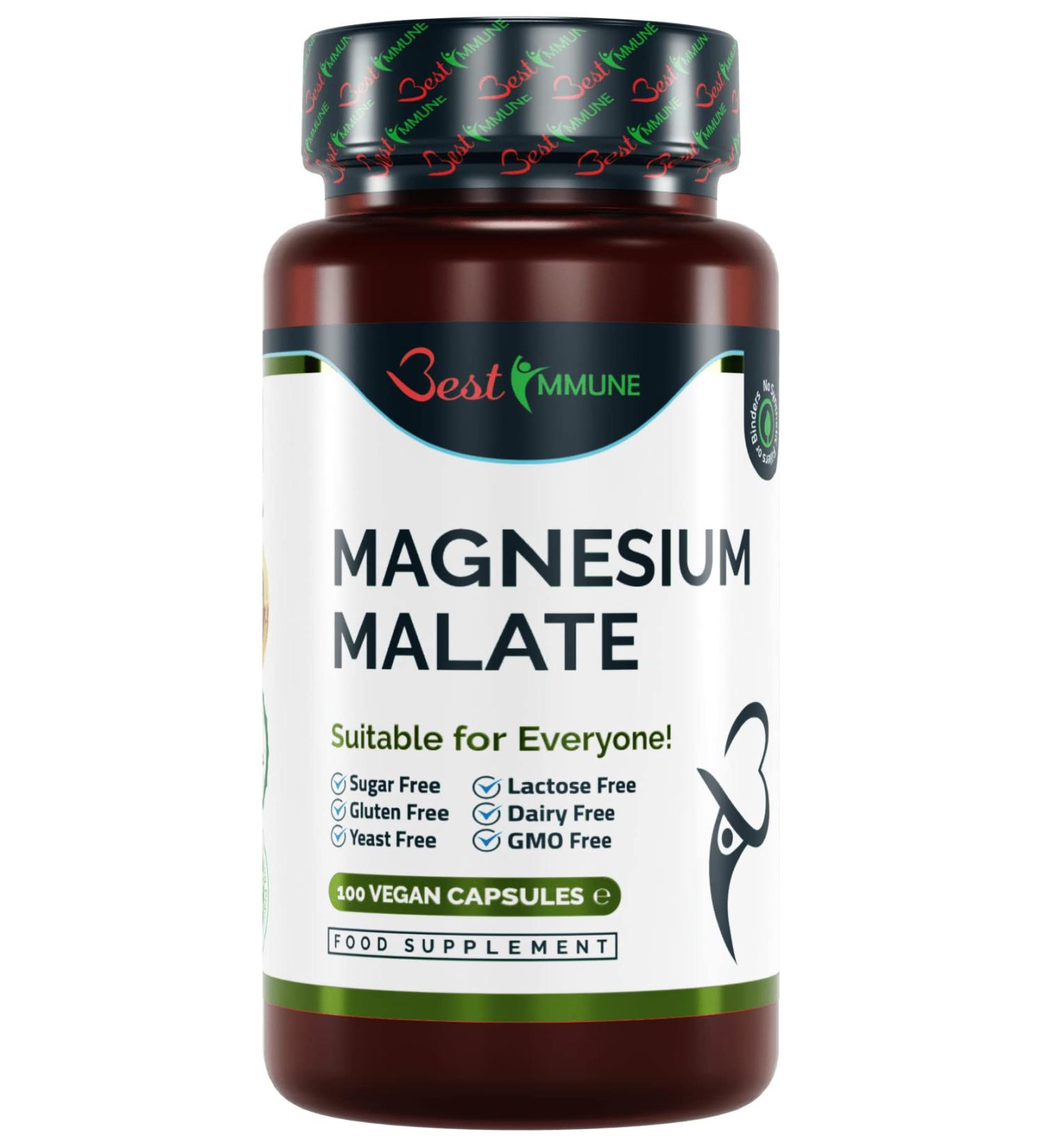 Premium Grade Natural Magnesium Malate 1000mg Vegan Capsules - Ideal Strength - Buy Online on GoSupps.com