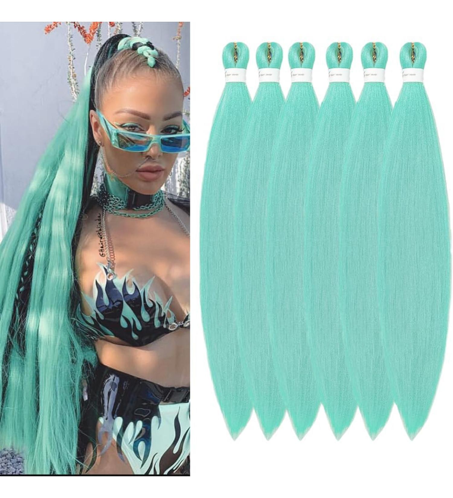 YDDM Pre-Stretched Braiding Hair Extensions - 26 Inch Mint Color (6 Packs) | Jumbo Braids & Art Hair for Braid Extensions - Buy Online on GoSupps.com