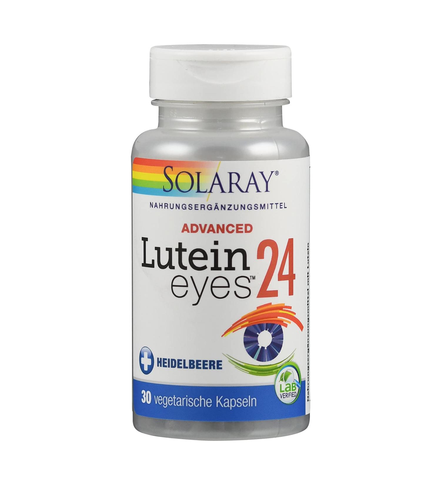 Solaray Lutein-Eyes Advanced 24mg | Vegan & Gluten-Free | 30 Capsules | Lab-Tested Dietary Supplements with Marigolds & Zeaxanthin for Eye Health - Buy Online on GoSupps.com