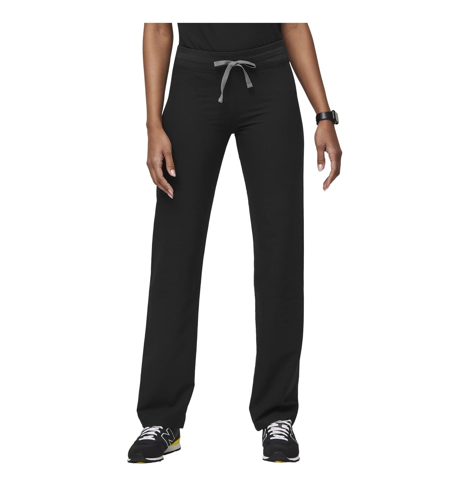 FIGS Livingston Women's Scrub Pants - Yoga Waistband, 2 Pockets, Straight Leg Fit - Black, Regular Medium - Buy Online on GoSupps.com