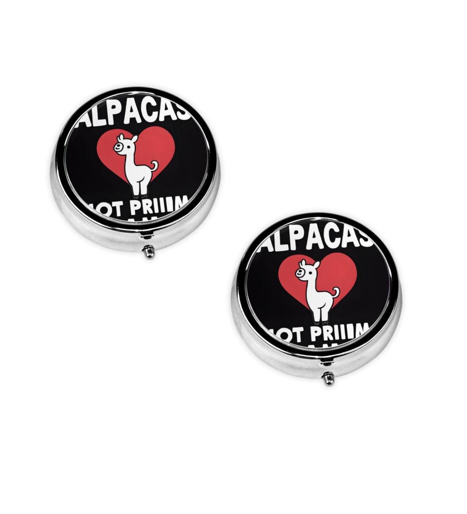 I Love Alpacas Mini Round Pill Box | 3 Compartment Portable Organizer for Travel Home & Office - Buy Online on GoSupps.com