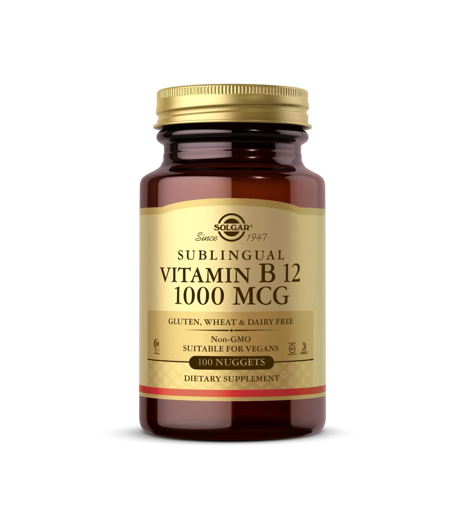 Solgar Vitamin B12 1000 mcg - Energy & Nervous System Support - 100 Nuggets - Buy Online on GoSupps.com