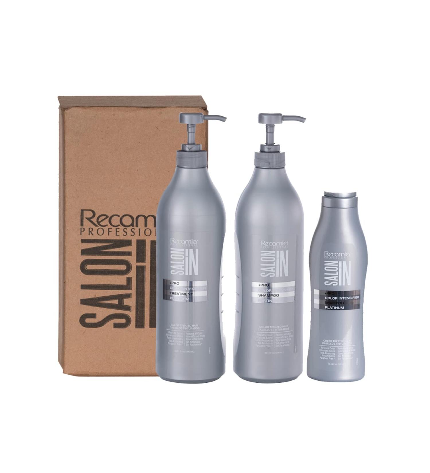 Recamier Shampoo for Colored Treated Hair Dyed Treatment Intensifier Platinum Set Shampoo + Conditioner 33.8oz + Shampoo 10.1oz
