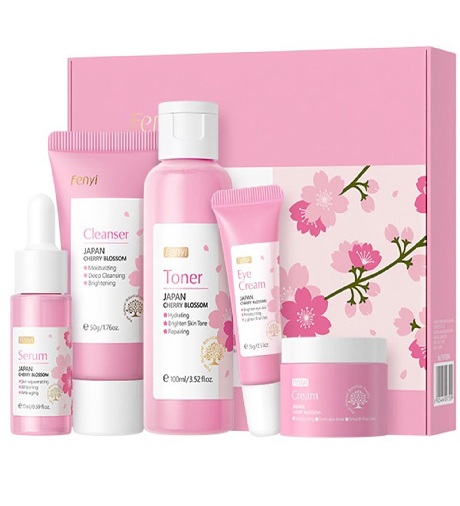 Sakura 5 in 1 Skin Care Set with Cleanser Toner Face Serum Face Cream and Eye Cream Skin Care Products for Teen Girls Skin Care Set - Buy Online on GoSupps.com
