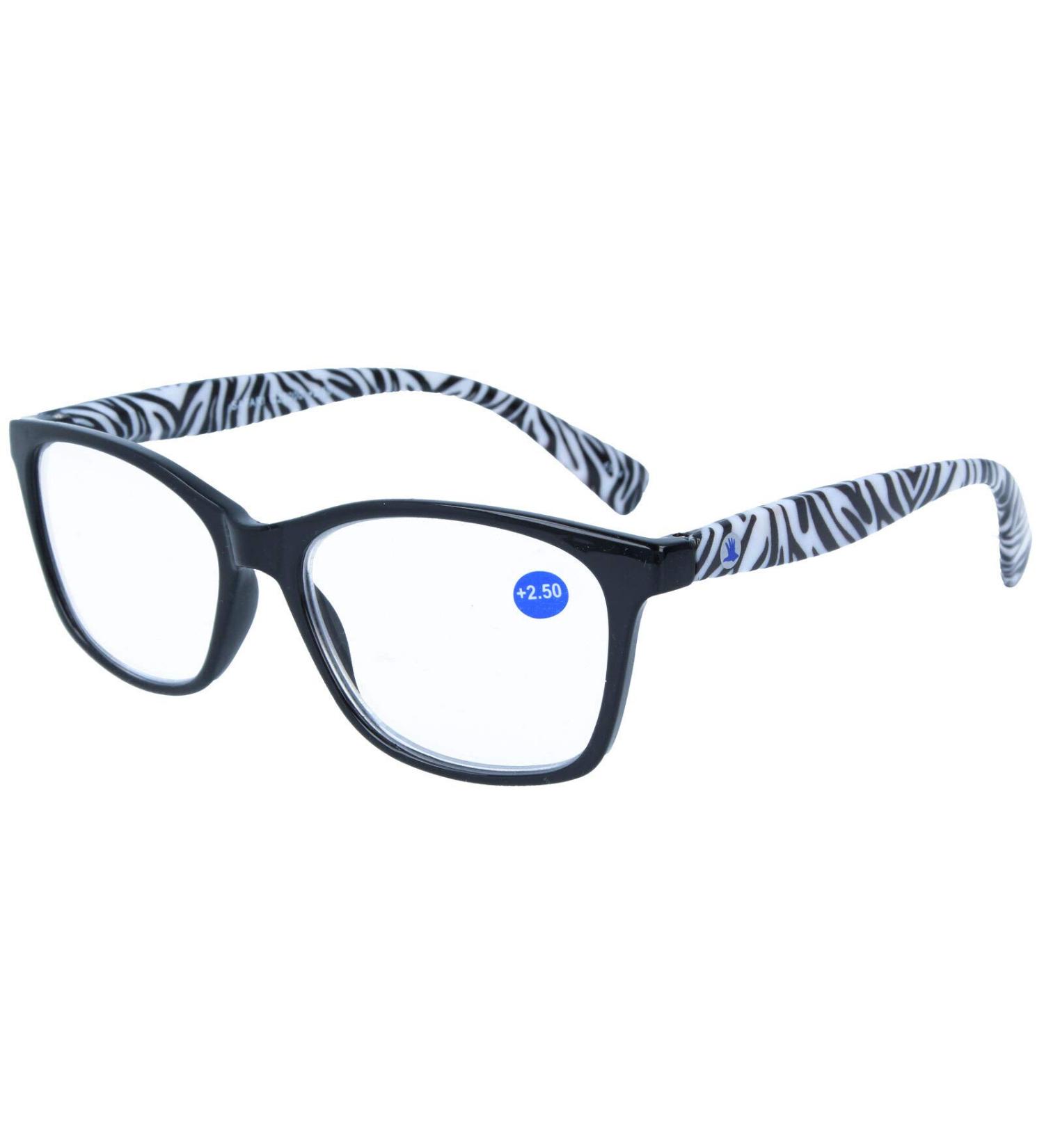 Stylish Safari Zebra Reading Aid - Durable Plastic Spring Hinge 2.00 dpt - International Shipping Available - Buy Online on GoSupps.com