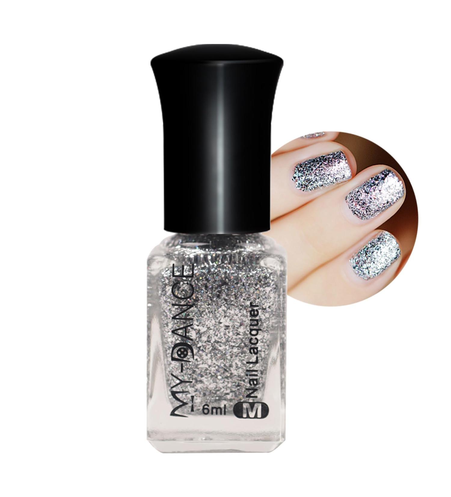Glitter Nail Polish - Silver Nail Polish - Nail Varnish Quick Dry & Long Lasting Metallic Shimmer Nail Polish No Need Cure Nail Paint Manicure Gift For Women Girls Birthday - Buy Online on GoSupps.com