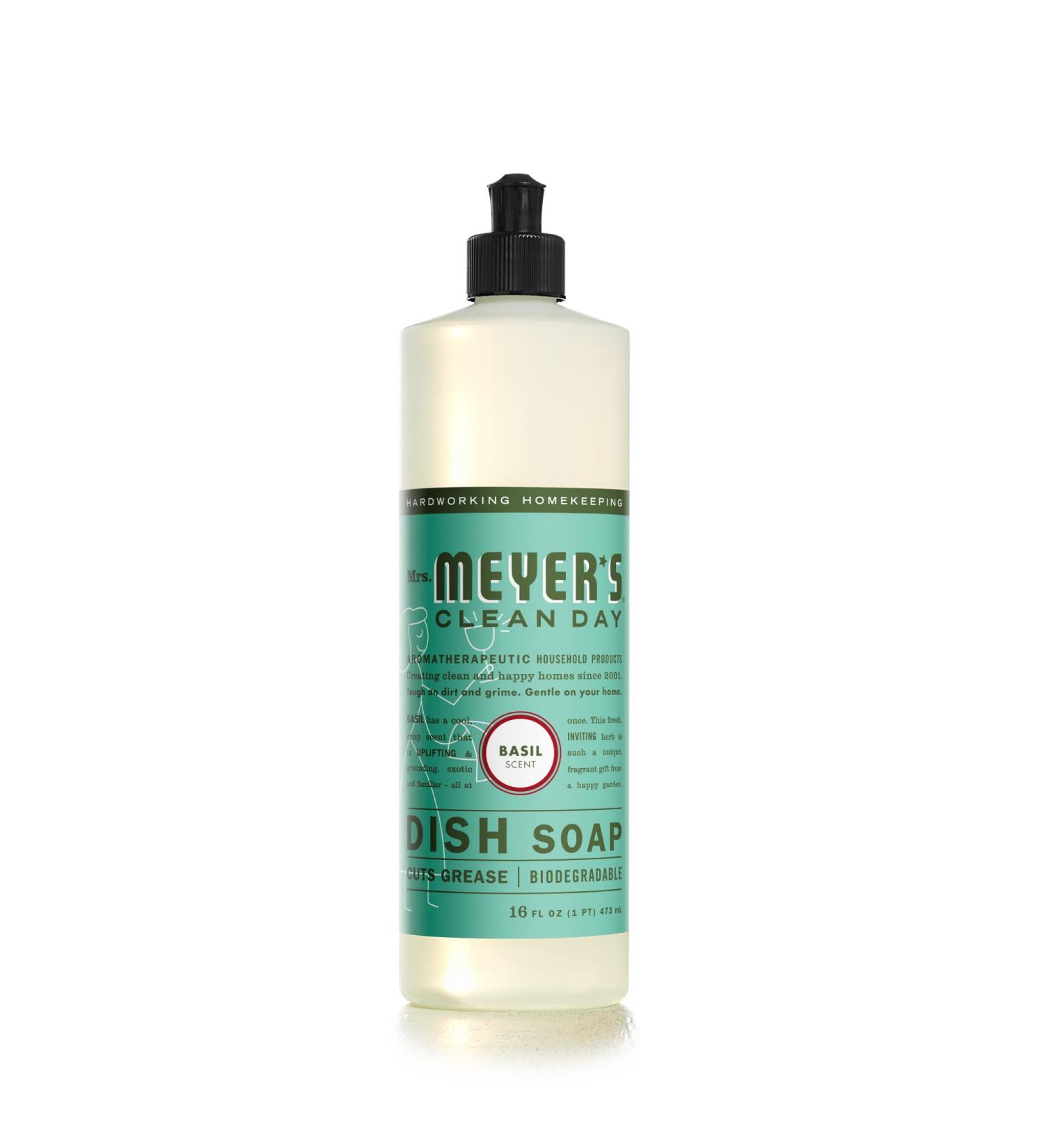 Mrs. Meyer's Clean Day Liquid Dish Soap - Biodegradable Basil Formula - 16 fl. oz - Buy Online on GoSupps.com
