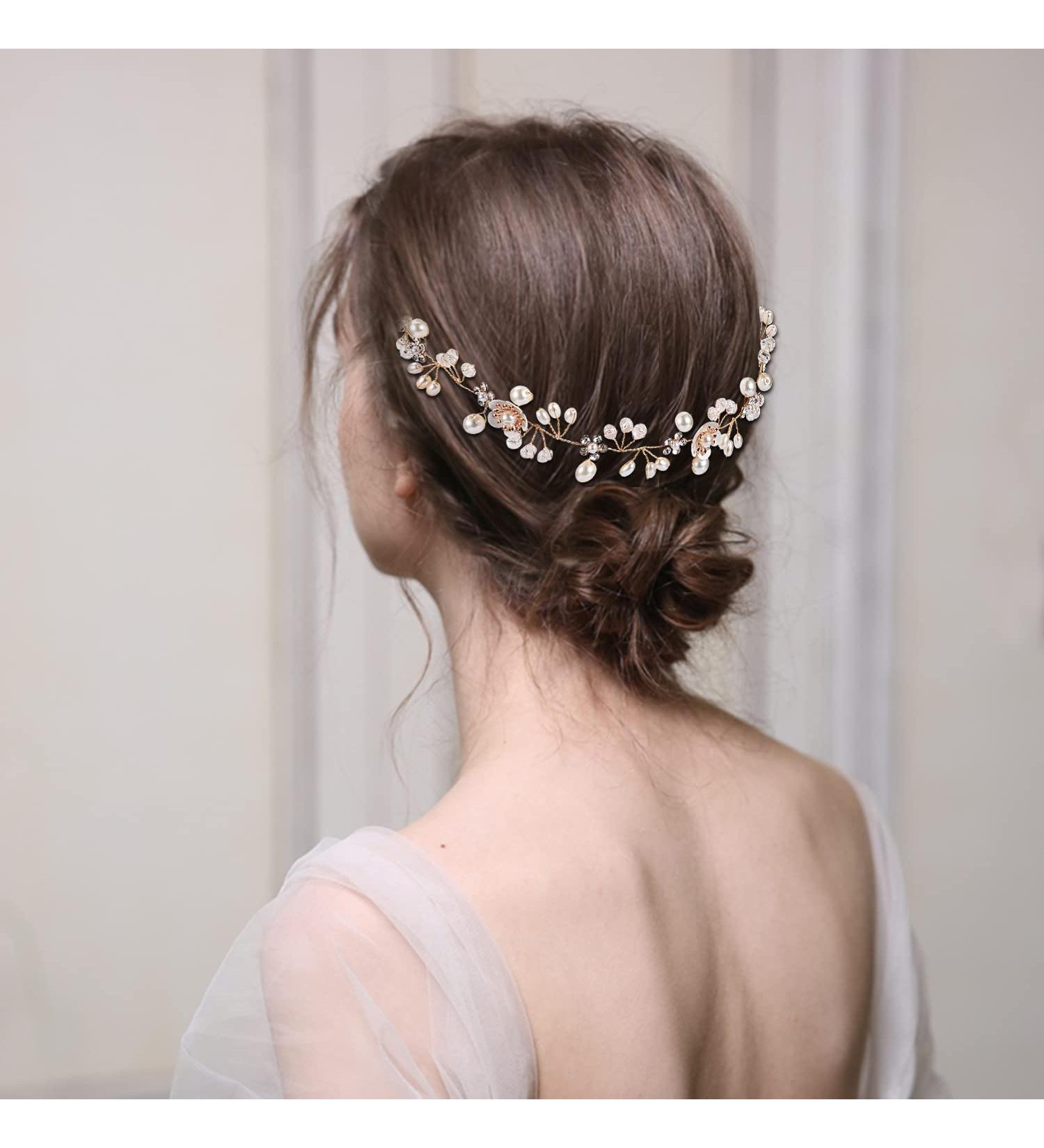 Bridal Headband Etercycle Gold Bridal Hairband Wedding Party Women's Pearl Rhinestones Headpiece Wedding Hair Jewelry for Bride Bridesmaids - Buy Online on GoSupps.com
