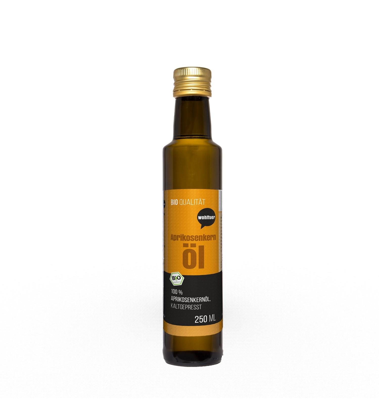  Wohltuer Apricot Kernel Oil Organic Cold Pressed 250ml - Intensive Skin Care - 100% Natural Cosmetics - Vitamin E for Skin - Buy Online on GoSupps.com
