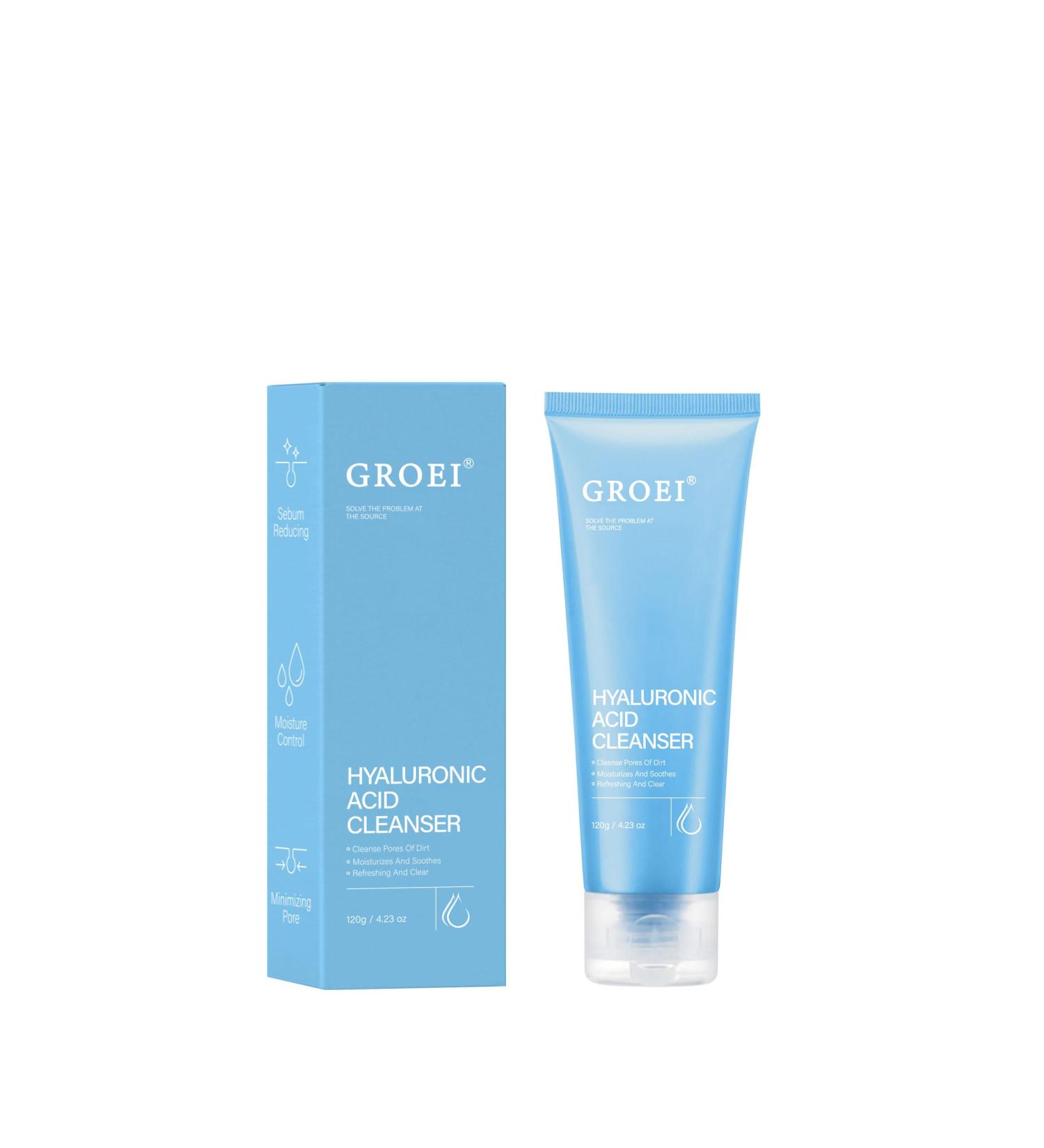 GROEI Hyaluronic Acid Cleanser Face Wash with Tea Extracts Gentle Pore Cleanser for Oily & Dry Skin 4.23 oz (1PC) - Buy Online on GoSupps.com