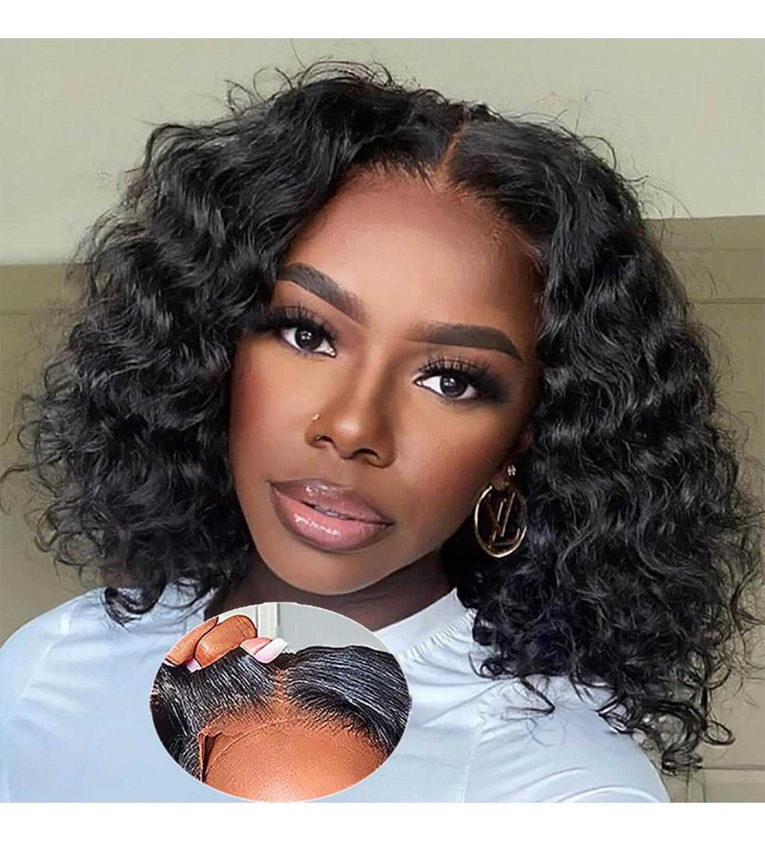 Domiso Deep Wave Bob Wig 12 Inch - Glueless Human Hair Lace Wig for Black Women - Buy Online on GoSupps.com