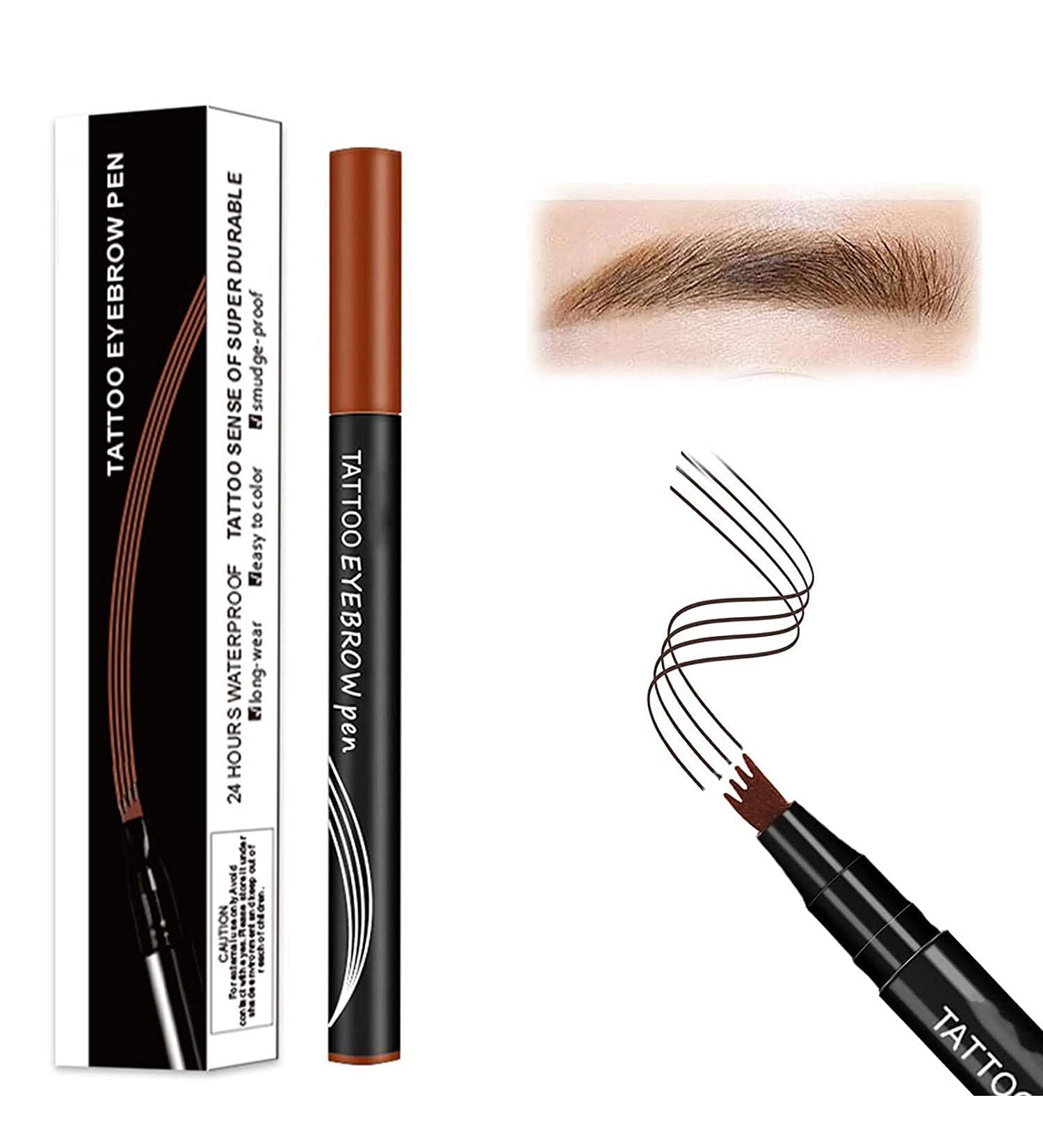 Anjoize 4-Tip Microblade Brow Pen - Long-Lasting Dark Brown Eyebrow Pencil - Buy Online on GoSupps.com