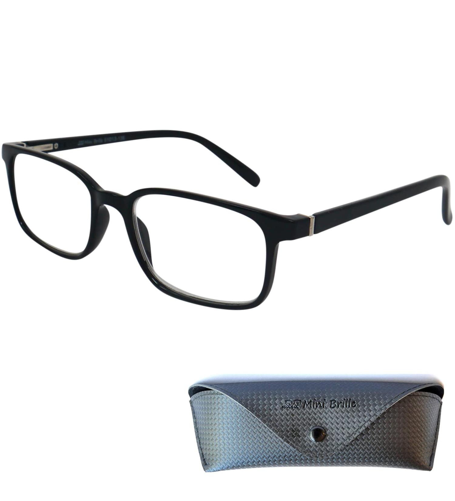 Mini Designer Anti Blue Light Glasses | Rectangular Reading Glasses with Free Case | 2.5 Dioptria Plastic Frame Spring Hinge | Men s Black Blue Light Filter - Buy Online on GoSupps.com
