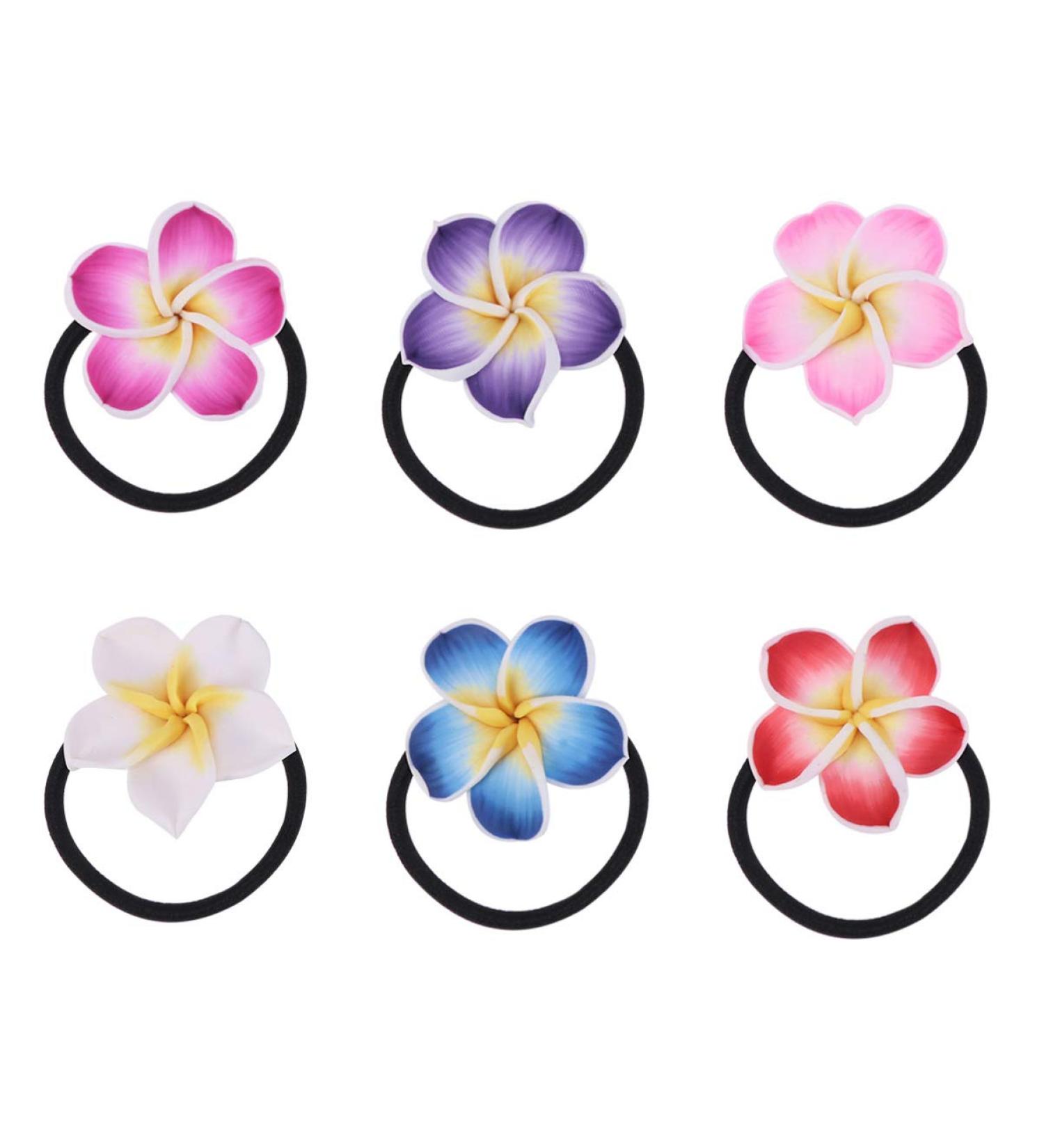 Buy 12pcs Colorful Plumeria Hair Ties | Hawaiian Hair Accessories | International Shipping Available - Buy Online on GoSupps.com