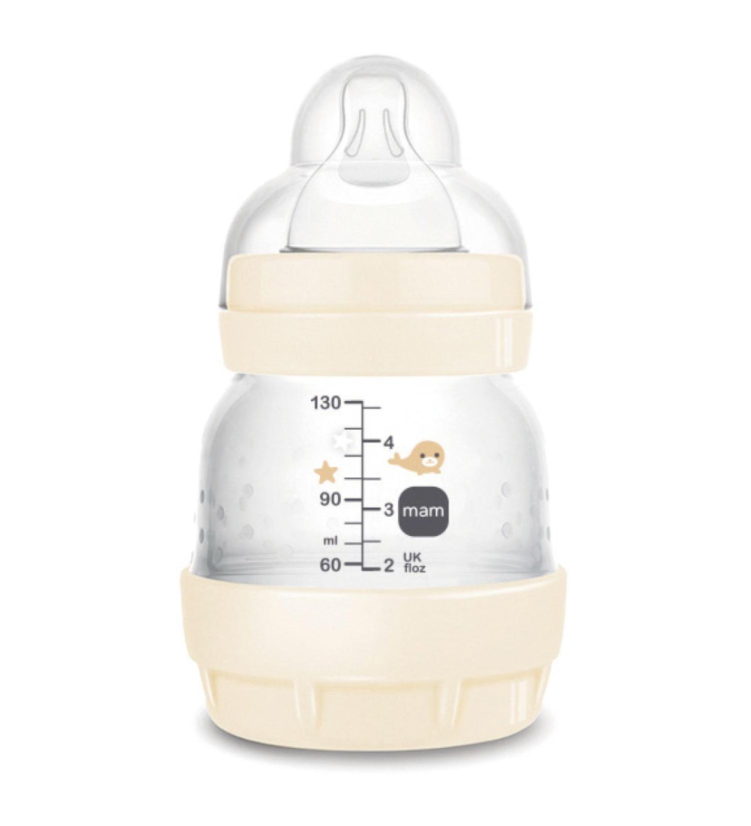 Mam Easy Start Anti-Colic Baby bottle 0 months extra slow flow (130 ml) cotton-bottle for reducing colic and complaints of the baby-baby bottle compatible for breastfeeding