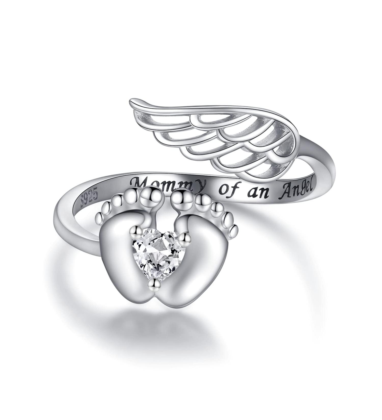 APOTIE Sterling Silver Miscarriage Ring - Infant Loss Jewelry for Women | Memorial Pregnancy Rings with Cubic Zirconia - Buy Online on GoSupps.com