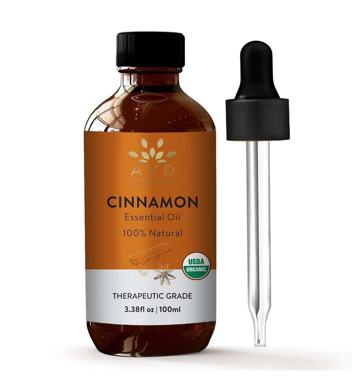 USDA Cinnamon Essential Oil - 100% Pure & Natural for Diffuser | Therapeutic Aromatherapy Relaxation & Skin Care - 3.38 fl. oz - Buy Online on GoSupps.com