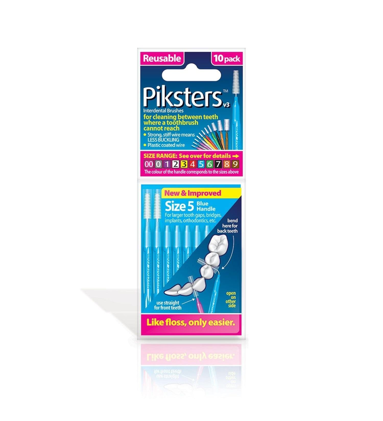 Piksters Interdental Brushes Size 5 Blue Handle Blue (Size 5) 10 Count (Pack of 1)