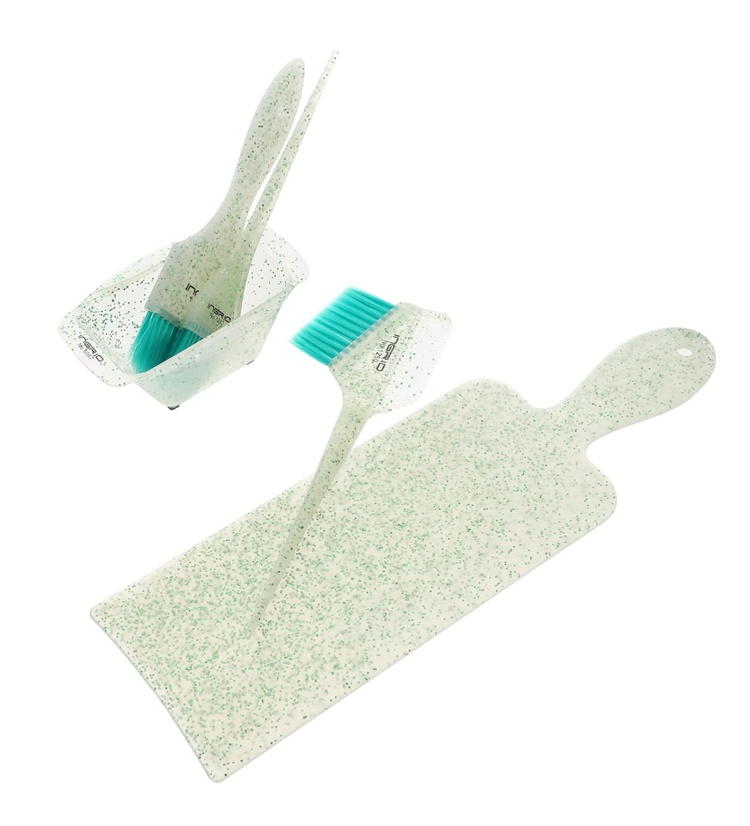 Lurrose 5pcs Tinting Brushes & Angled Boards Kit for DIY Hair Coloring - Salon Quality Highlighting Tools - Green Dyeing Plate 34X10.6X0.4cm - Buy Online on GoSupps.com