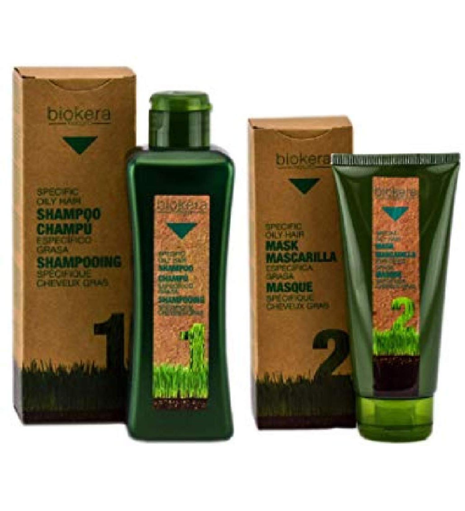 Salerm Biokera SPECIFIC OILY HAIR Shampoo & Conditioner Mask DUO SET Regulates Oil Production Excess Oiliness (W/Sleek Comb) Masque (300 ml (10.8 oz) + 200 ml (6.9 oz) DUO KIT)