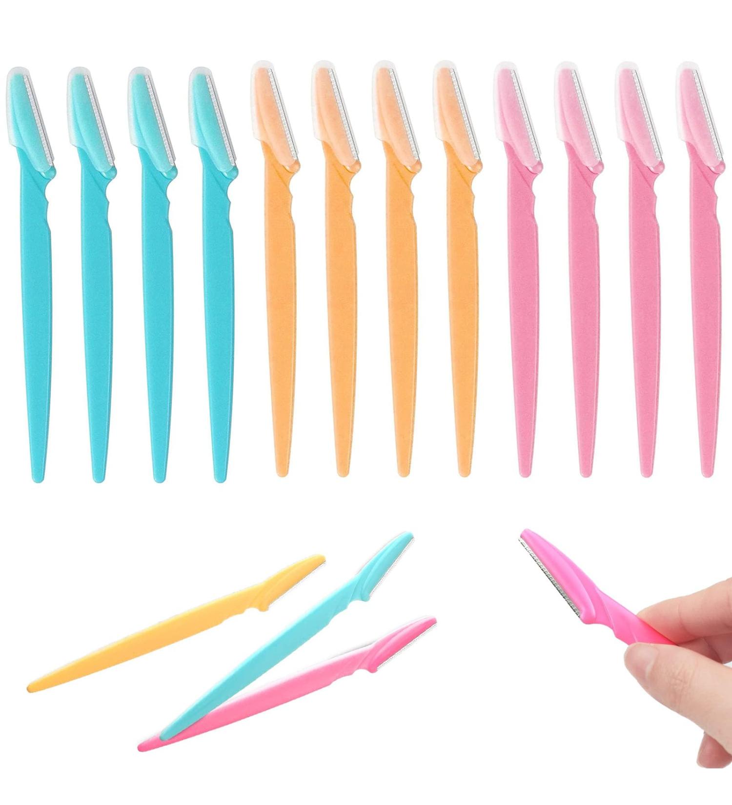 12-Piece Eyebrow Shavers & Facial Razors for Women & Men - Portable Hair Remover for Face Body & Eyebrows in 3 Colors - Buy Online on GoSupps.com
