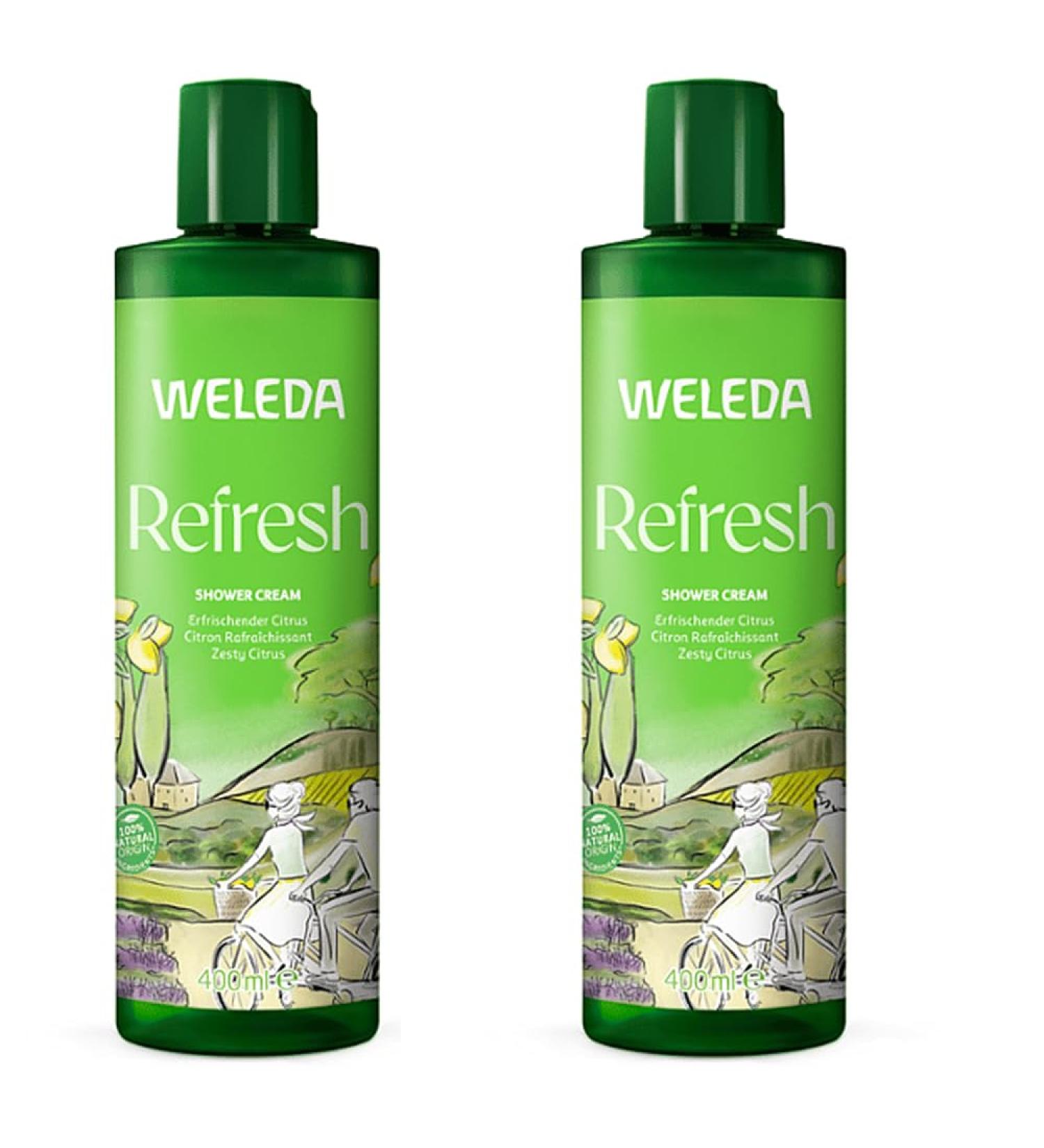 Weleda WELEDA Bio Refresh XL Vegan Shower Gel Natural Cosmetic Citrus Shower Soap for Women and Men with Lemon/Orange Scent Natural Skin Care for Cleansing Face and Body