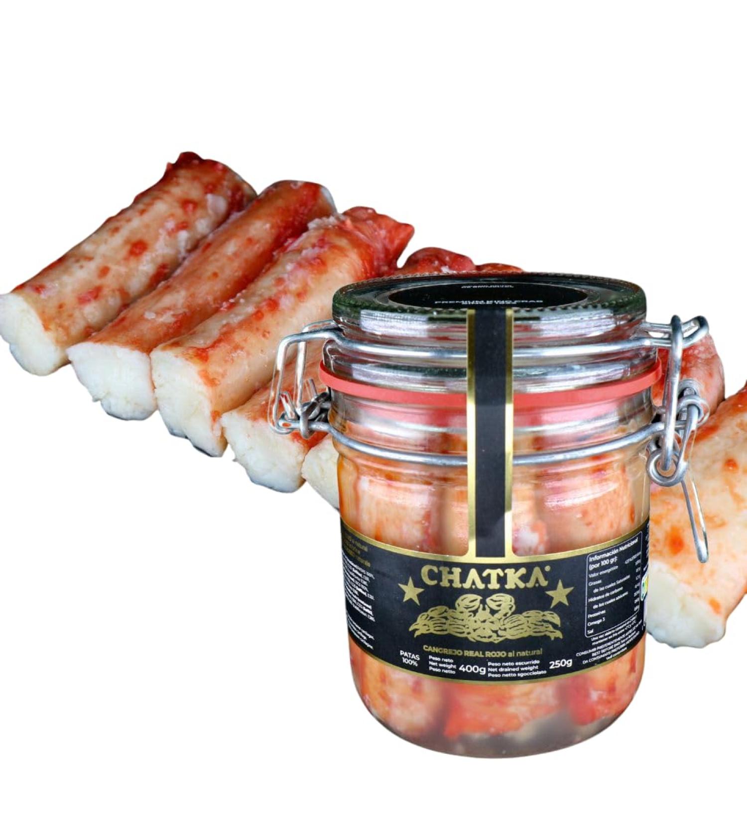 Chatka - Conservation au format traditionnel contenant de pattes de crabe royal rouge et de chair de crabe miett e pr par e pour une utilisation culinaire (250 gr (Lot de 1)) - Buy Online on GoSupps.com