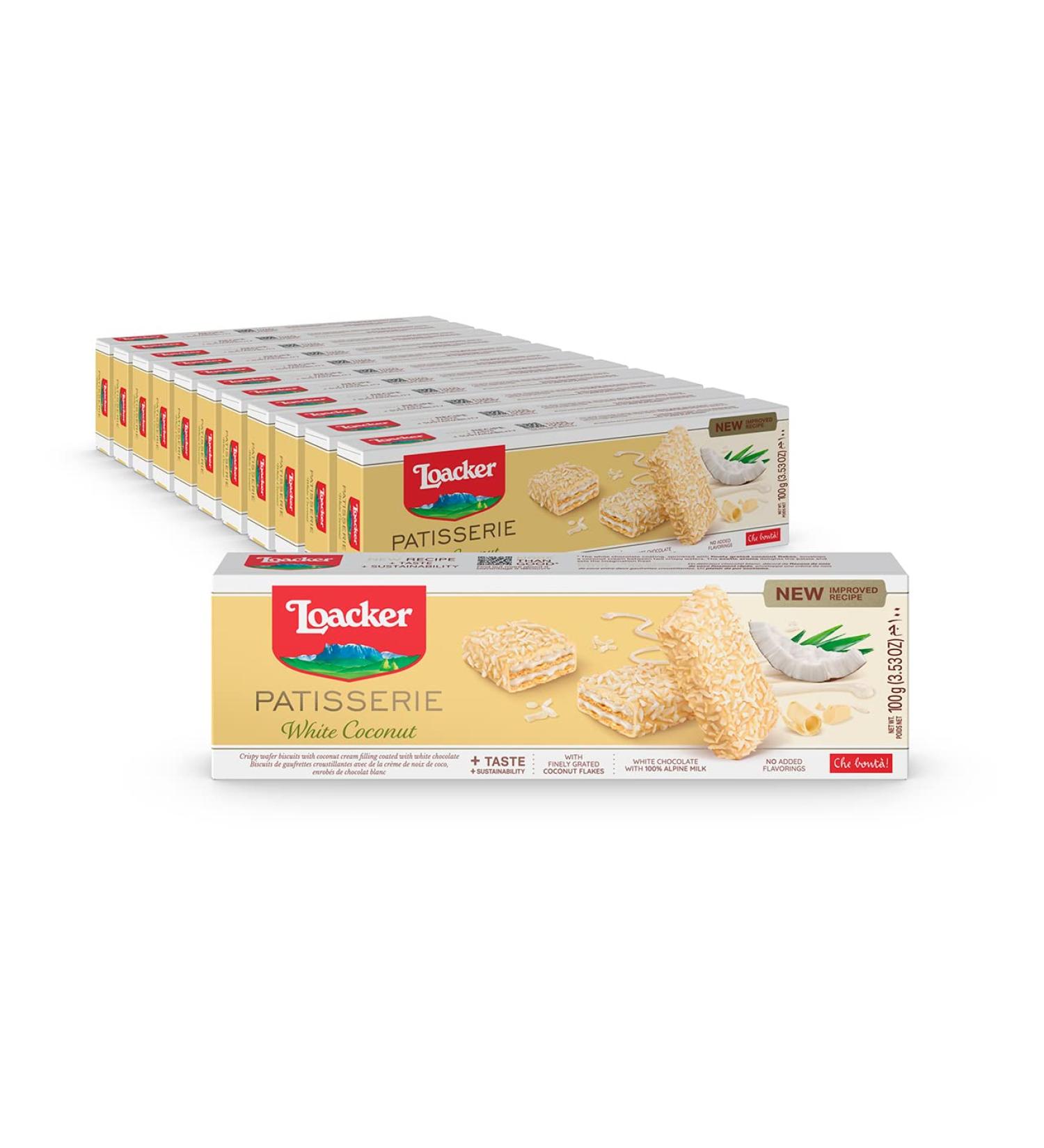 Loacker Patisserie White Coconut Wafers - Delicious White Chocolate Wafers With Coconut Cream - Mouth-Filling Consistency - Sweet Gift for Everyone - 12 x 100 grams - Buy Online on GoSupps.com
