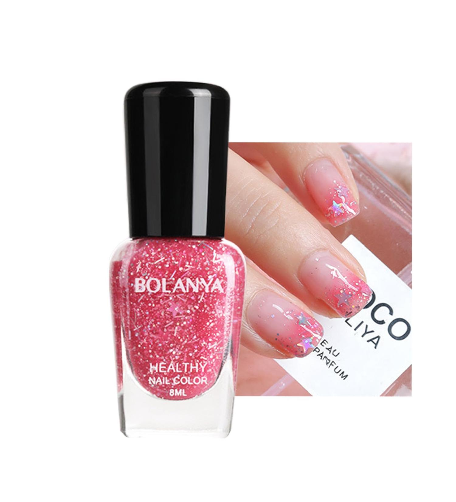 Peel Off Nail Polish - Non Toxic Nail Varnish Eco Friendly & Quick Dry Nail Paint Shimmering Red Pink Glitter Nails Polishes Odor Free No Need Cure Gel Nail Polish for Home Manicure Nails Art B134 - Buy Online on GoSupps.com