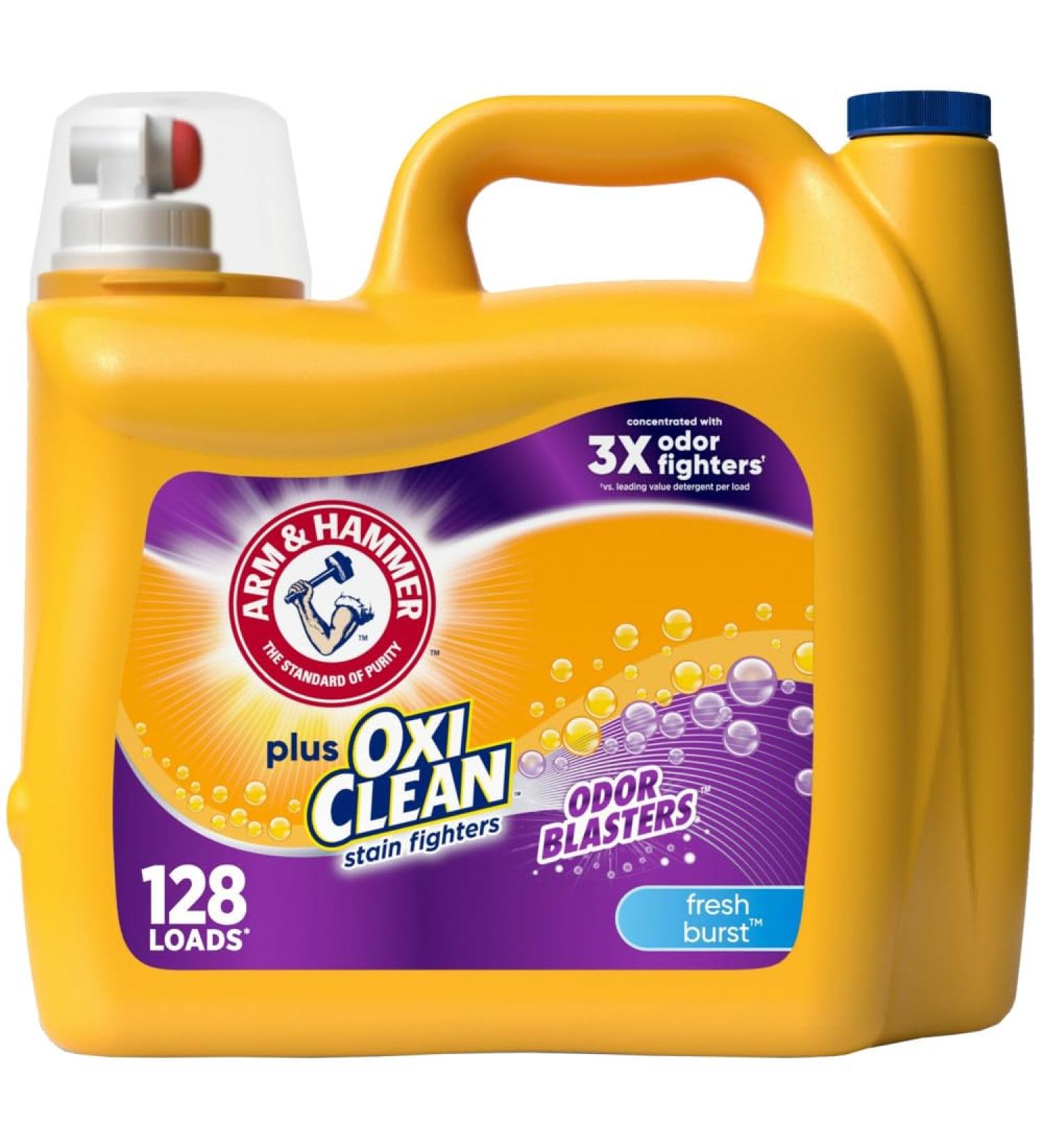 Arm & Hammer Plus OxiClean Odor Blasters Liquid Laundry Detergent - Fresh Burst 128 Loads (166.5 Fl Oz) - Shop Internationally - Buy Online on GoSupps.com