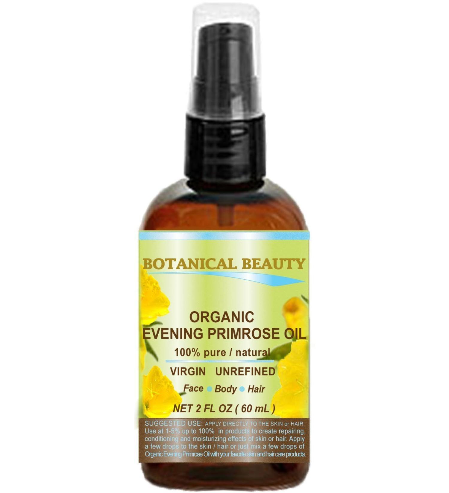 Evening Primrose Oil 100% Pure Natural Cold Pressed Carrier Oil for Face Skin Hair & Nails - 2 Fl. oz | Botanical Beauty - Buy Online on GoSupps.com