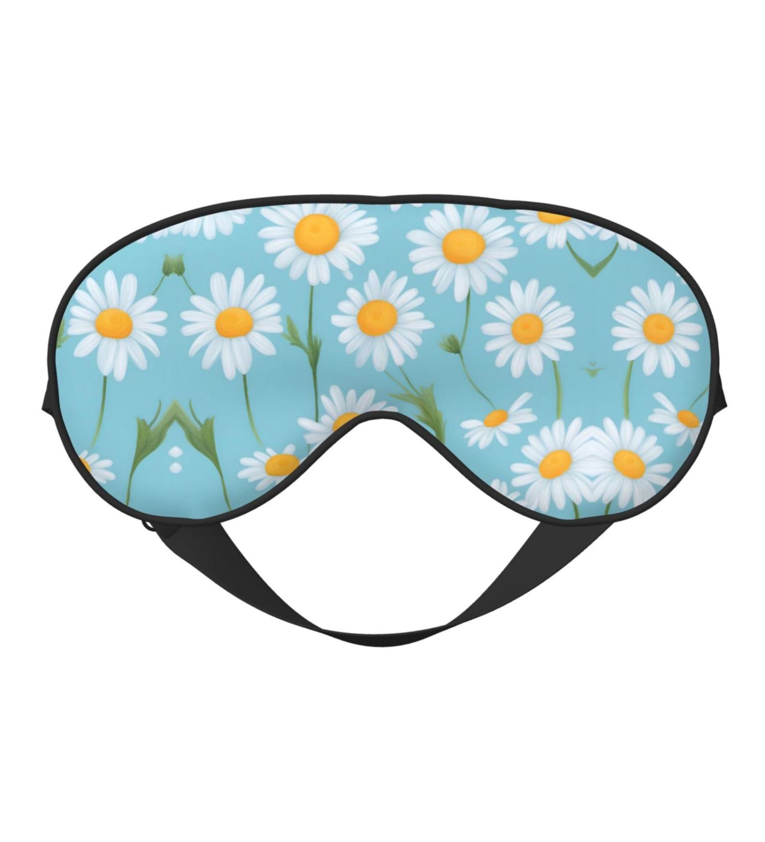 Buy White Daisy Light Blue Sleep Mask | Adjustable Breathable & Fashionable Eye Mask for Comfortable Sleep International Shipping Available - Buy Online on GoSupps.com