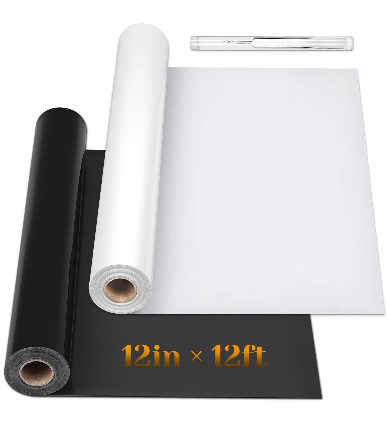 12x24ft Black&White Heat Transfer Vinyl Rolls - Flasoo 2 Rolls HTV Iron on Vinyl for Shirts - Cricut & Cameo Compatible - 12x12ft Per Roll - Buy Online on GoSupps.com