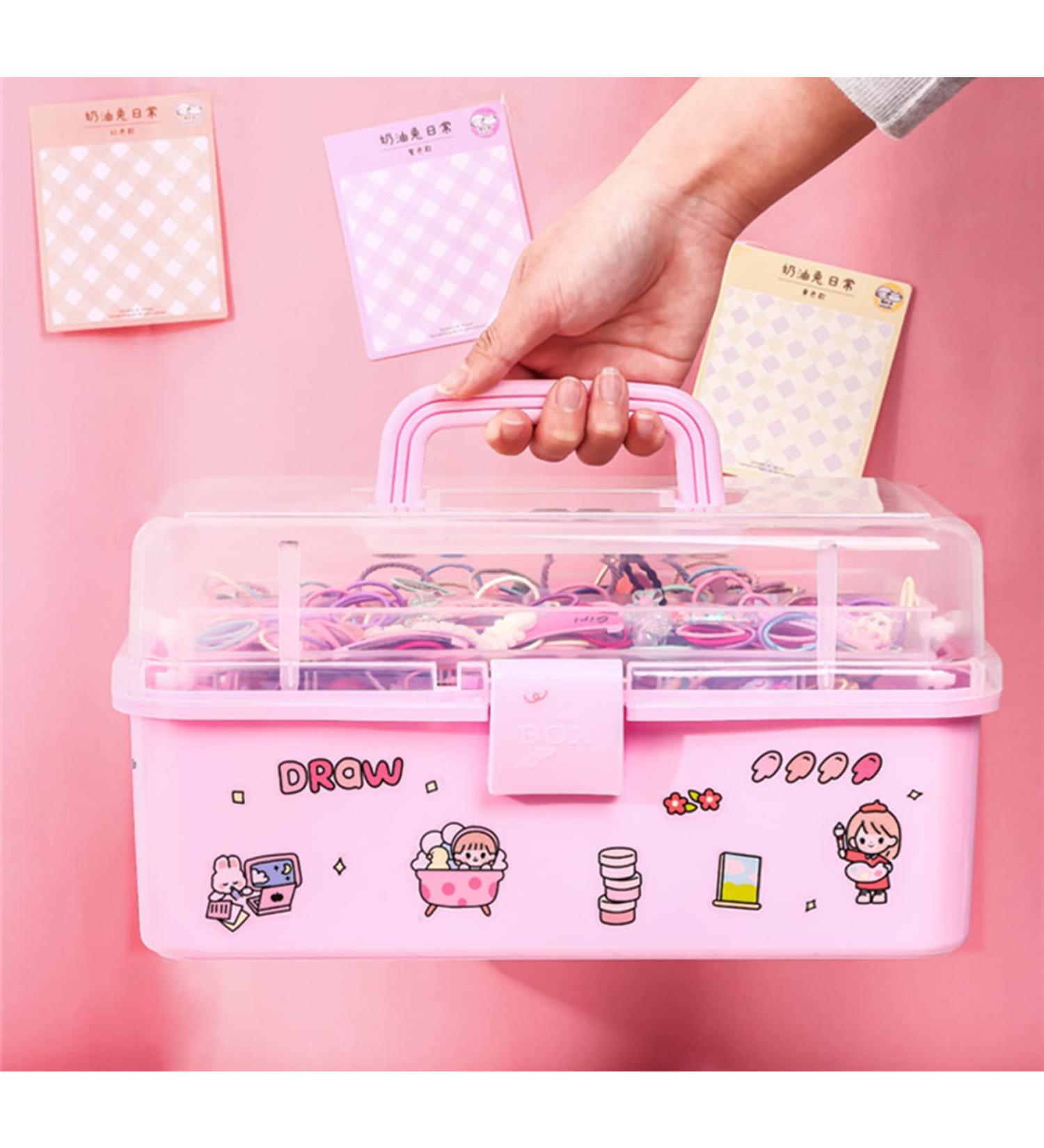 LANPEW Kids Hair Accessories Storage Box Girls Head Box Baby Hairpin Elastic Band Headpiece Hair Clip and Cute Jewelry Box (rose) - Buy Online on GoSupps.com