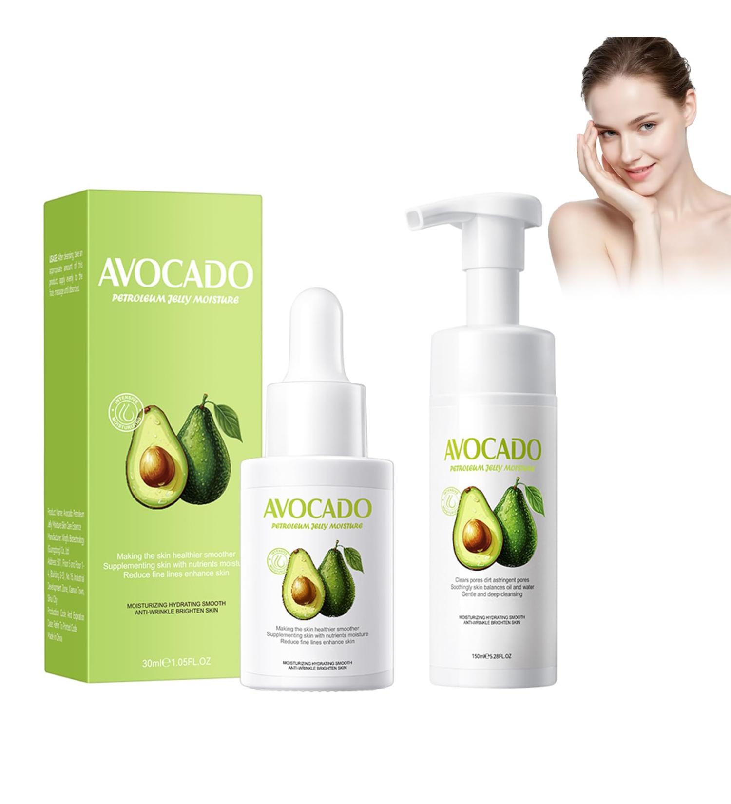 150ml Mousse nettoyante l'avocat et 30ml S rum l'avocat Lotion anti-pores Hydratation en profondeur Raffermissant claircissant et rajeunissant cream - Buy Online on GoSupps.com