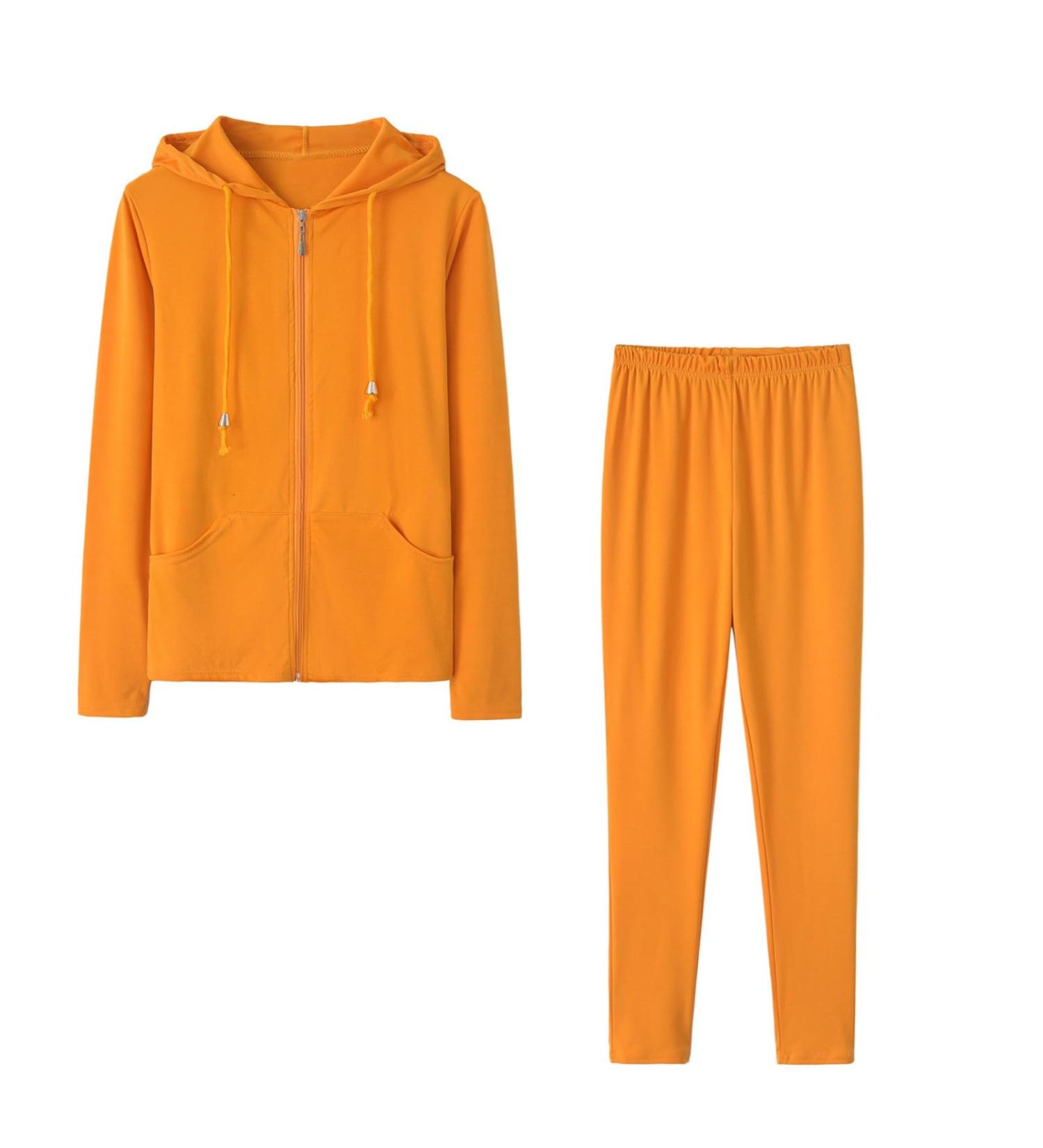 oelaio Womens Two Piece Sets Tracksuit Zip Up Hoodie Drawstring Sweatshirt Fall Two Piece Outfits Jogger Sets with Pockets Yellow#22 Medium - Buy Online on GoSupps.com