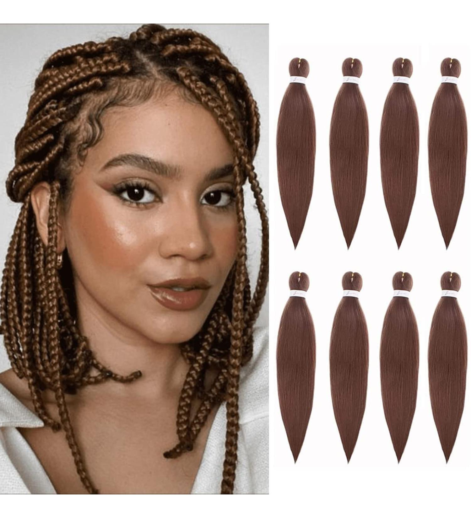 Leeven 16 Inch Pre Stretched Braiding Hair Red Brown Kanekalon EZ Braiding Hair 8 Packs Crochet Braiding Hair Extensions /16 Inch 30# 16 Inch (Pack of 8) 30# - Buy Online on GoSupps.com