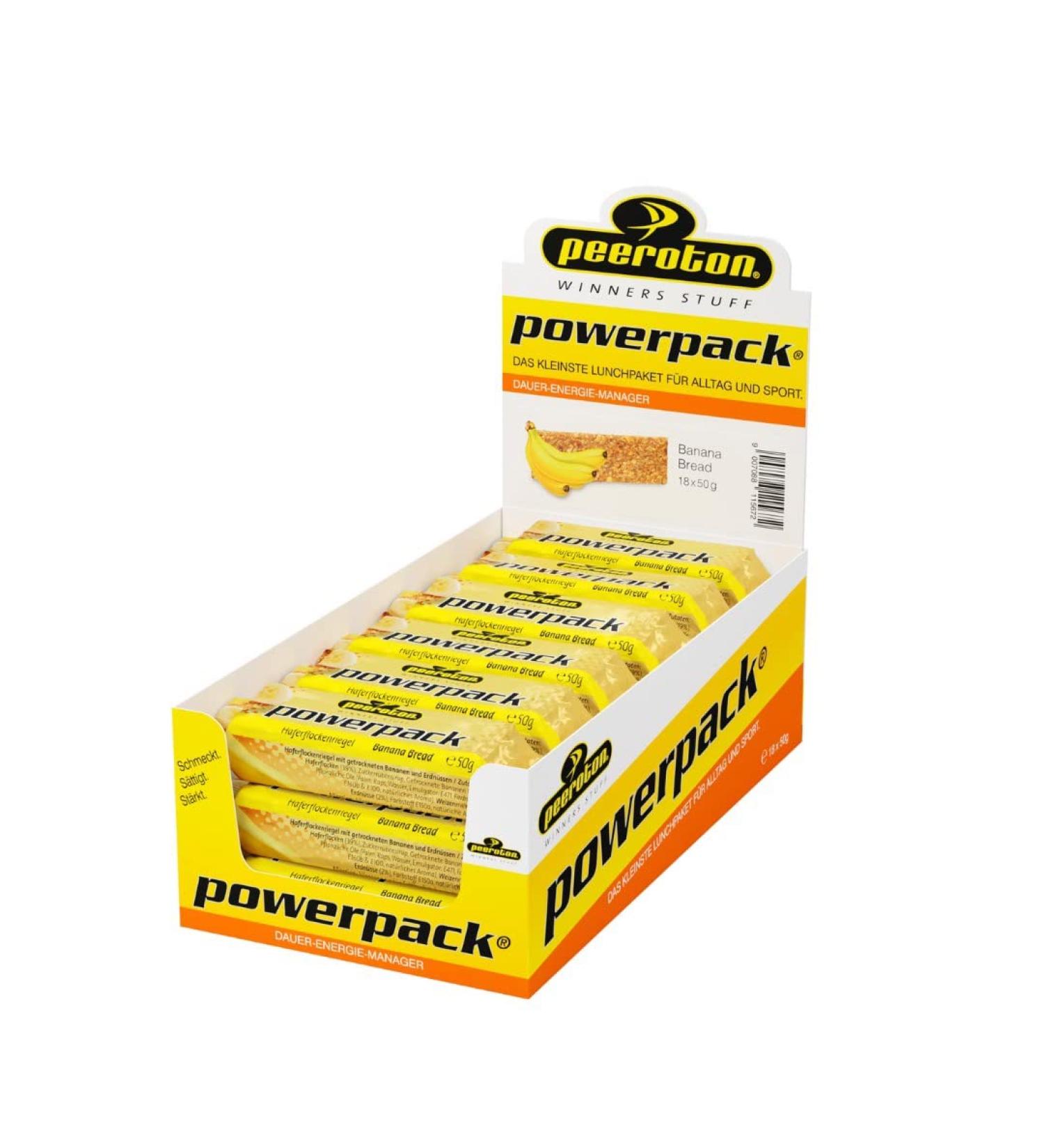 Peeroton Powerpack Riegel Banana Bread - Sugar-Free Protein Snack & Meal Replacement - 18 x 50g Oat Bars for Long-Lasting Energy - Buy Online on GoSupps.com