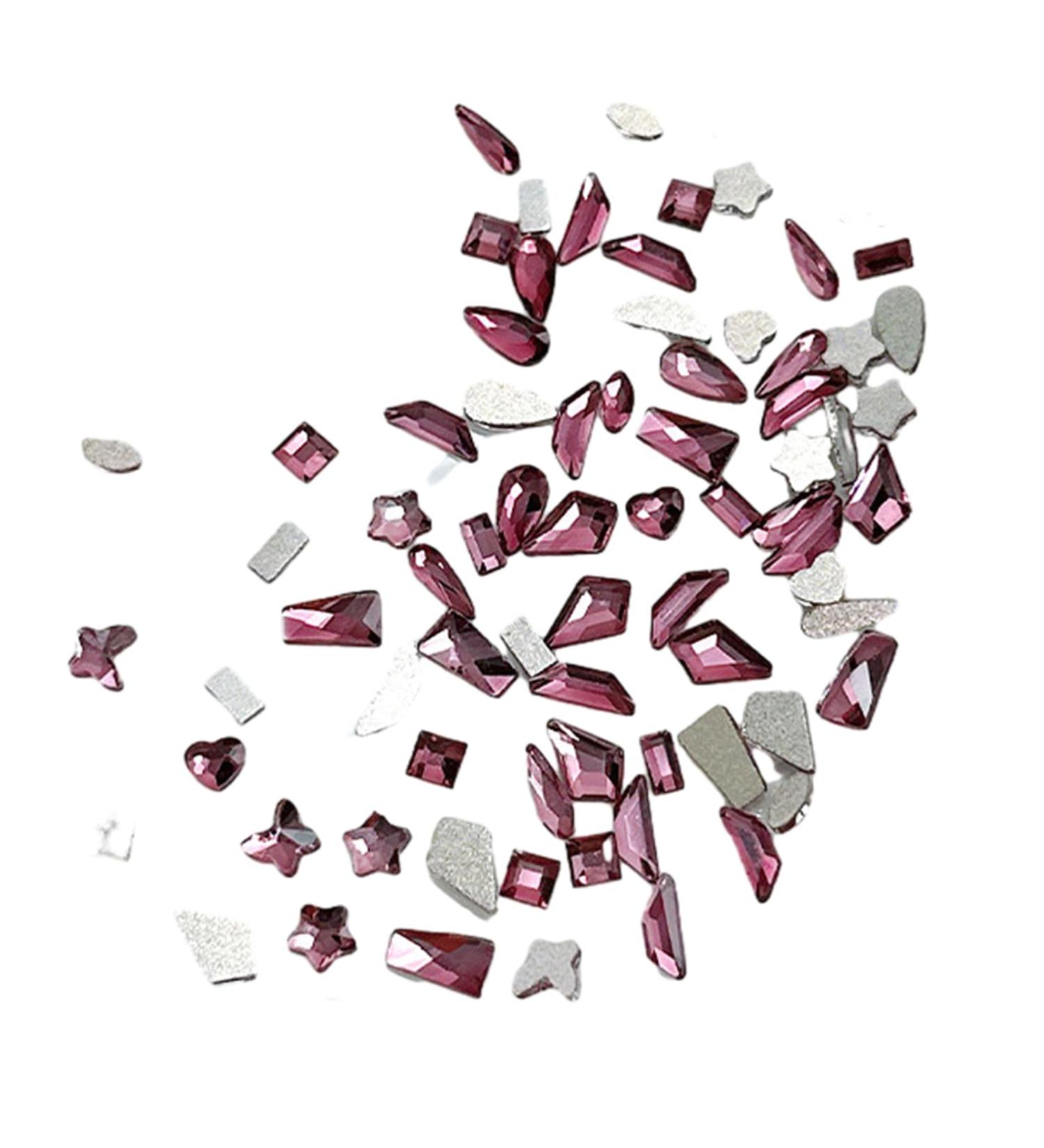 FEIlei 100Pcs Mixed Glass Crystal Hybrid Diamond Rhinestones Nail Art Decorations Drop Rhombus Flatback Stones 3D Gems - Buy Online on GoSupps.com