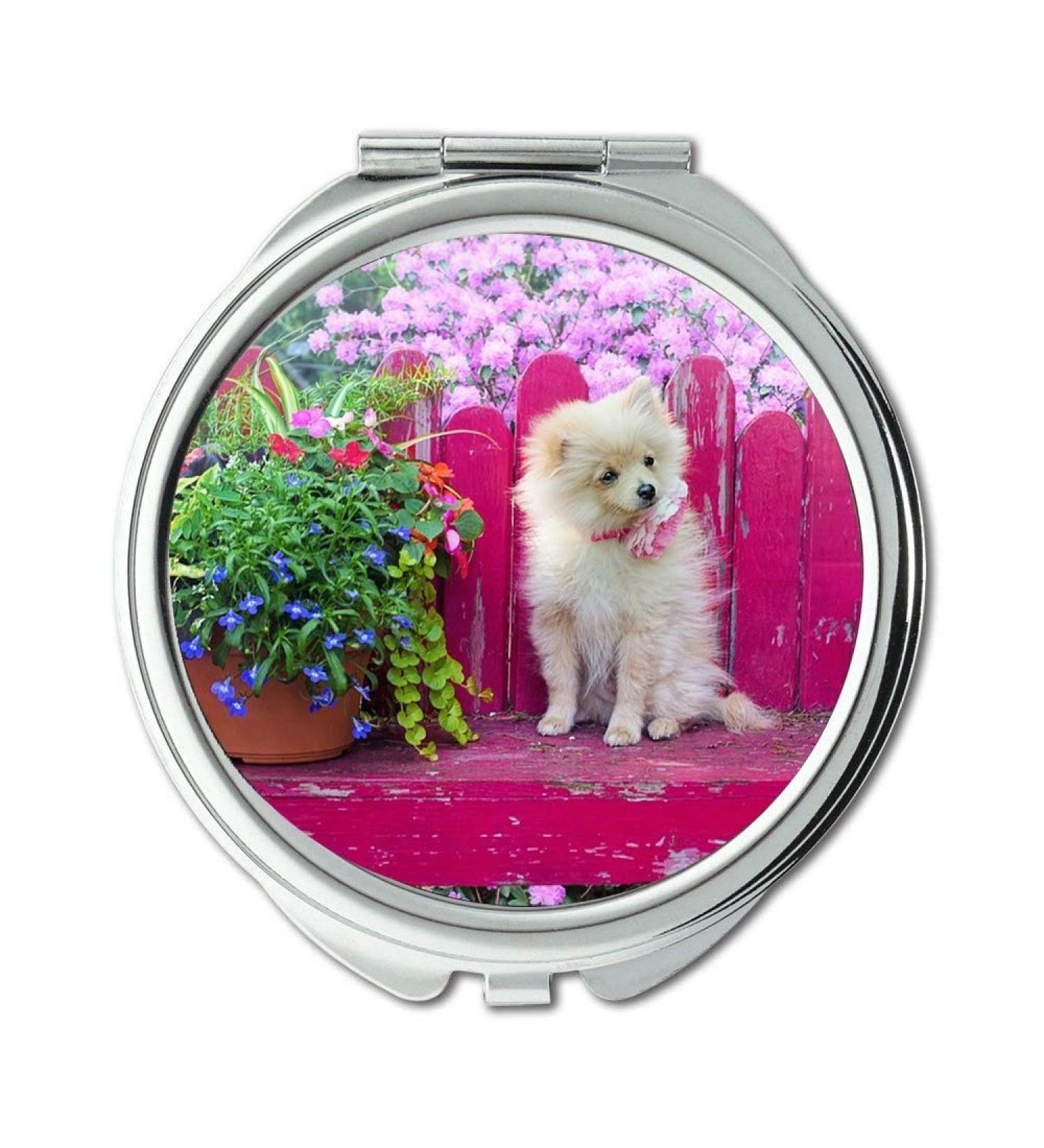 Mirror makeup mirror Dog Puppy Pomeranian Animal Pet Cute Canine Pocket Mirror portable mirror - Buy Online on GoSupps.com