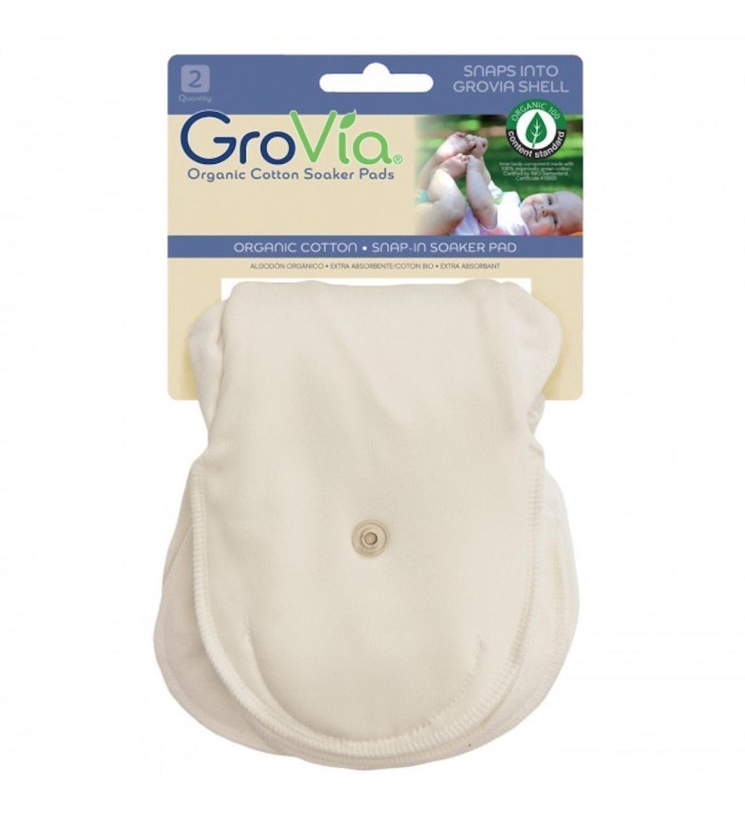 GroVia 100% Certified Organic Cotton Reusable Soaker Pad for Baby Cloth Diapering Hybrid Diaper Shell (2 Count) Organic Cotton Soaker Pad - Buy Online on GoSupps.com