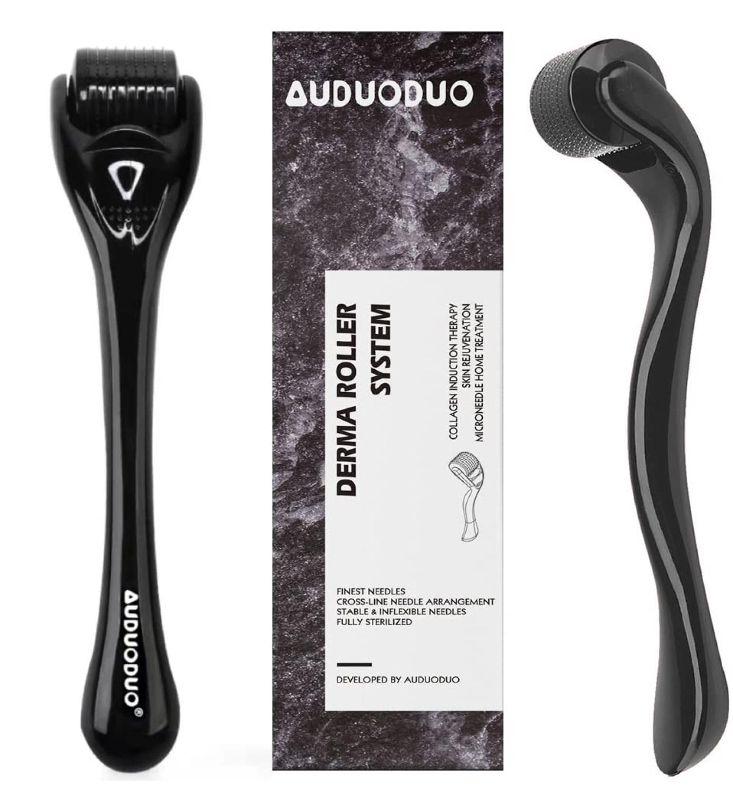 AUDUODUO Derma Roller 0.3mm with REAL SILVER Needles - Micro Needle Roller 540 for Skin & Hair Care - Best for Anti-Aging & Rejuvenation - Buy Online on GoSupps.com