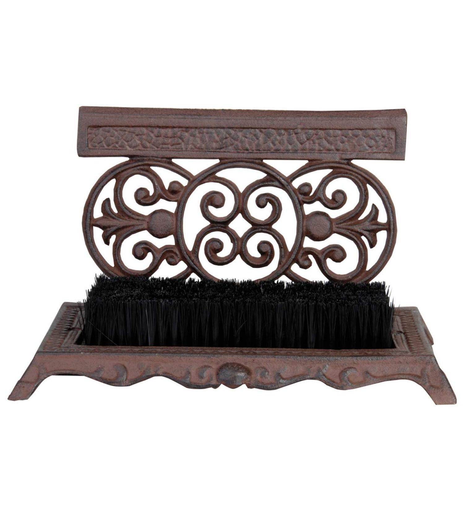 MAISONICA Decorative Cast Iron Shoe Scraper Boot Brush Cleaner Brown