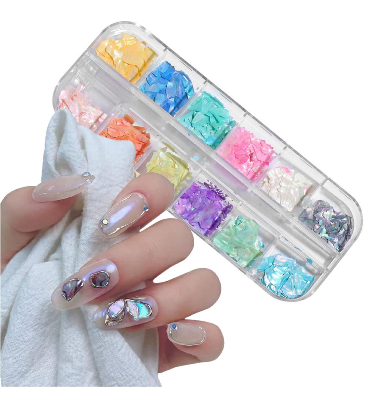 Nail Art Shell Frivolous Irregular Nail Art Decoration Colorful Nail Charm for Ladies and Girls Nail Decorations - Buy Online on GoSupps.com