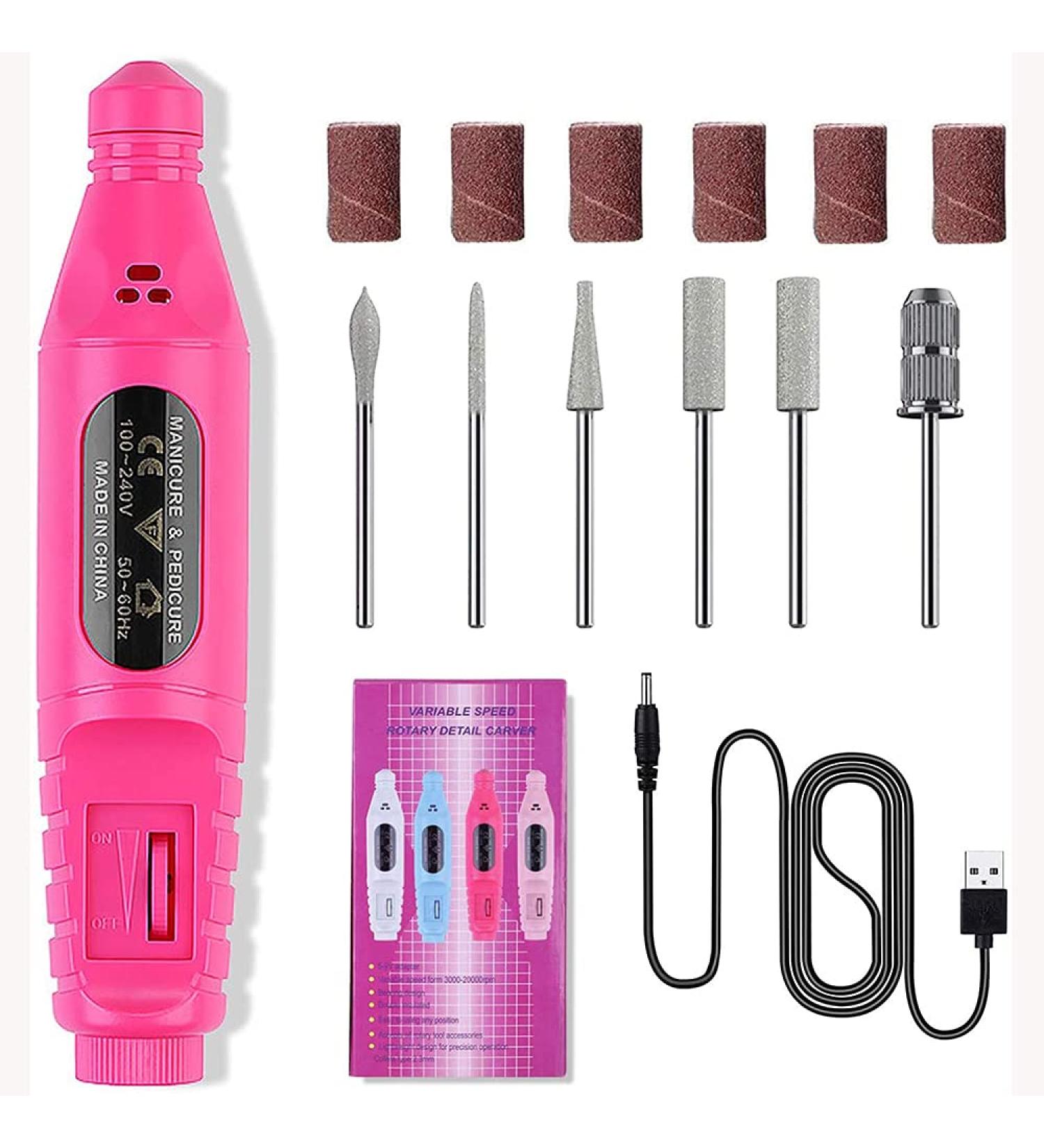 USB Nail Files 6 in 1 Manicure Nail Drill Polishing Tools Nail Clipper Set for Exfoliating Grinding Sharpening Remove Nail Polish Pen Shape Manicure Pedicure Set Acrylic Nail Care Tools - Buy Online on GoSupps.com