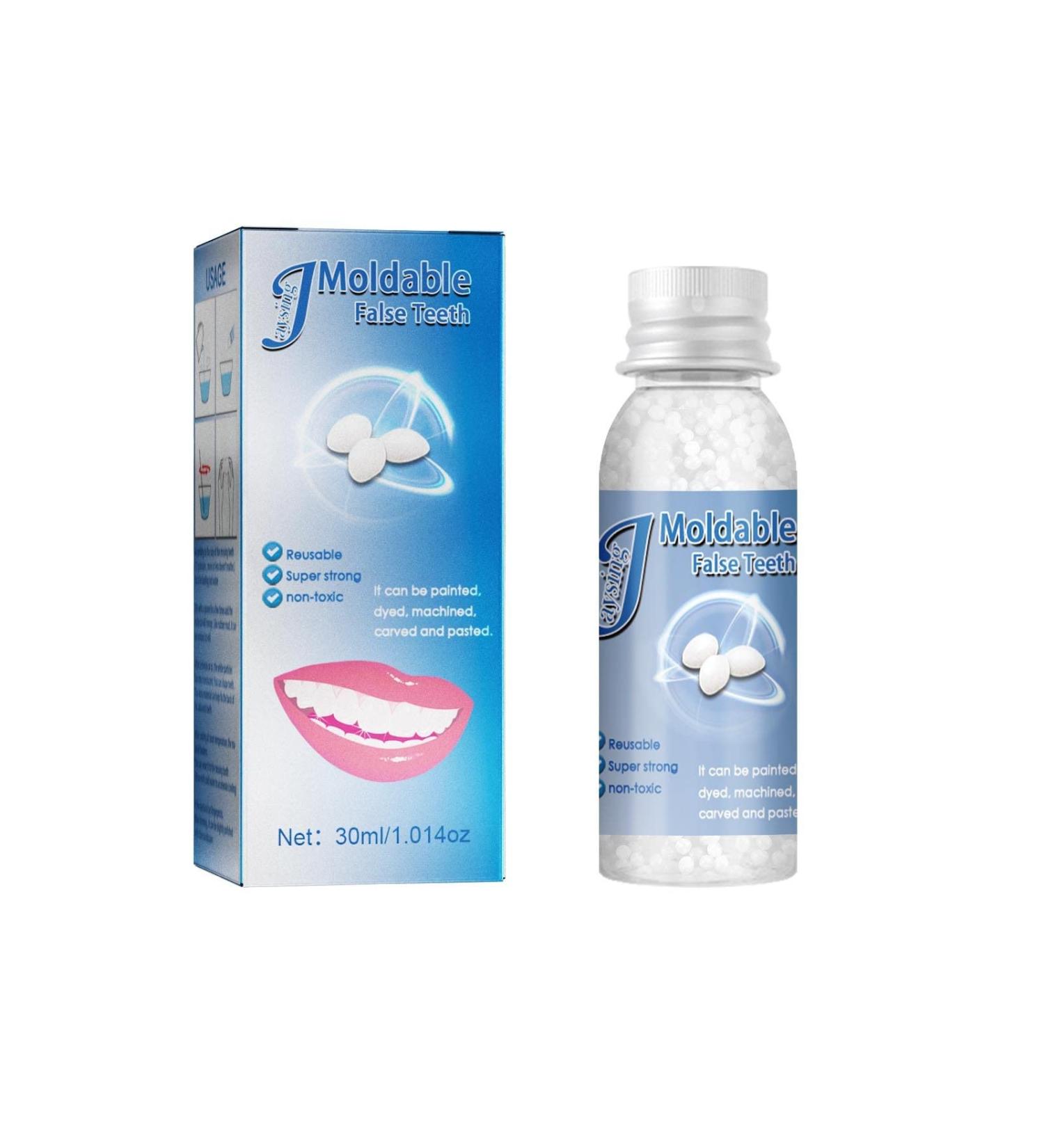 Snap-On Veneers Teeth Kit - Solid False Teeth for Missing Denture Gaps - Temporary, Confidence-Boosting Solution with Tooth Adhesive - Includes Travel Brush Holder Cup - White, One Size - Buy Online on GoSupps.com
